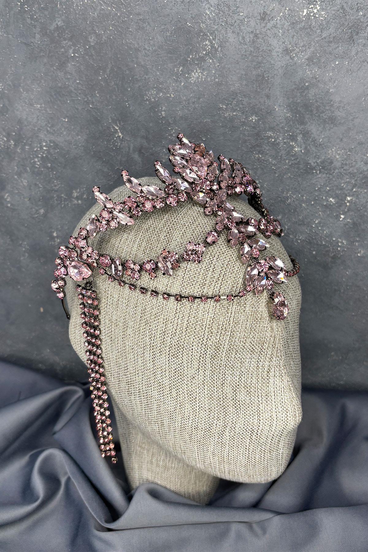 Pink Dangling Headpiece Almeda Bridal Henna Tiara