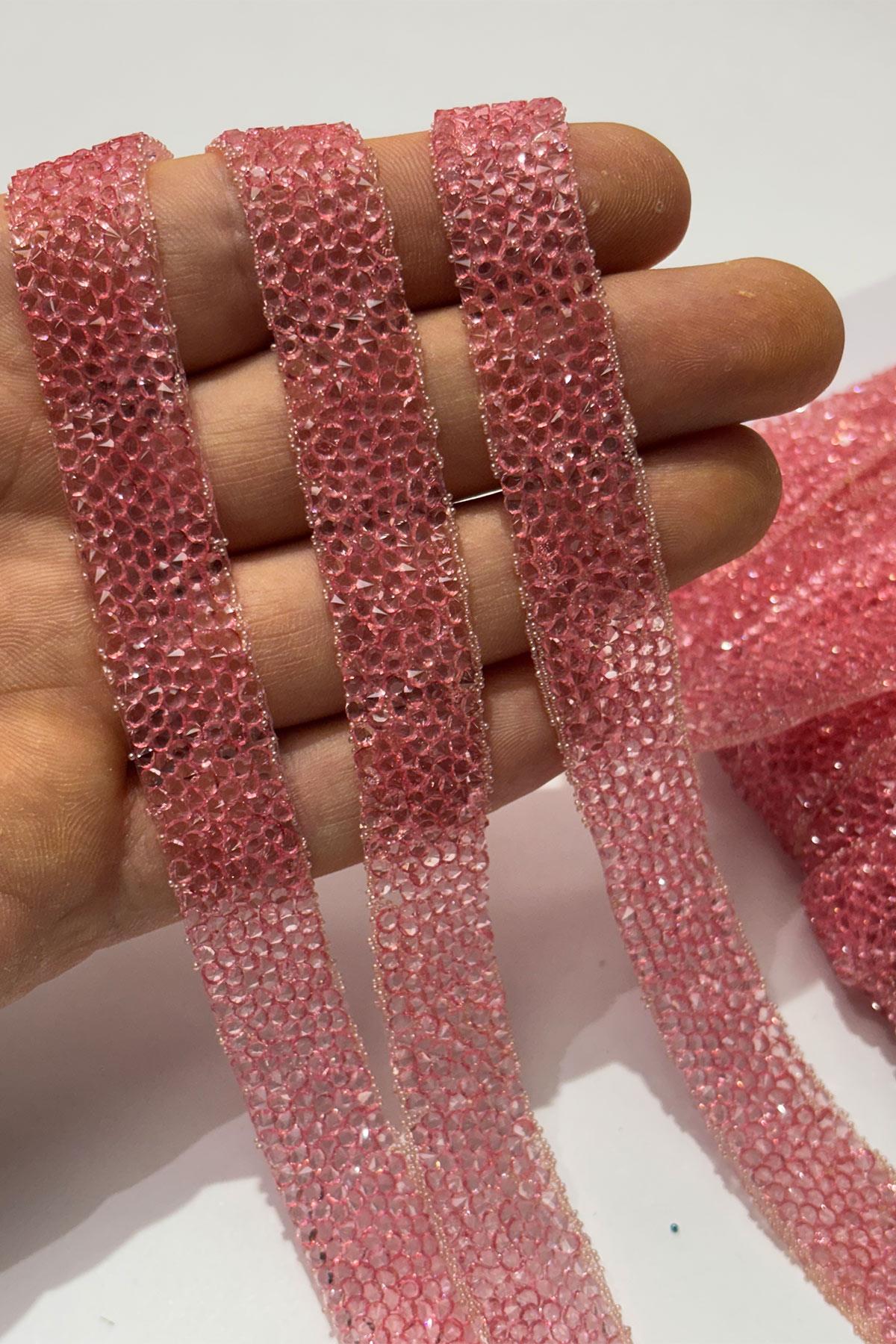 Pink Iron-on Strip Stone Beads 1.5 cm