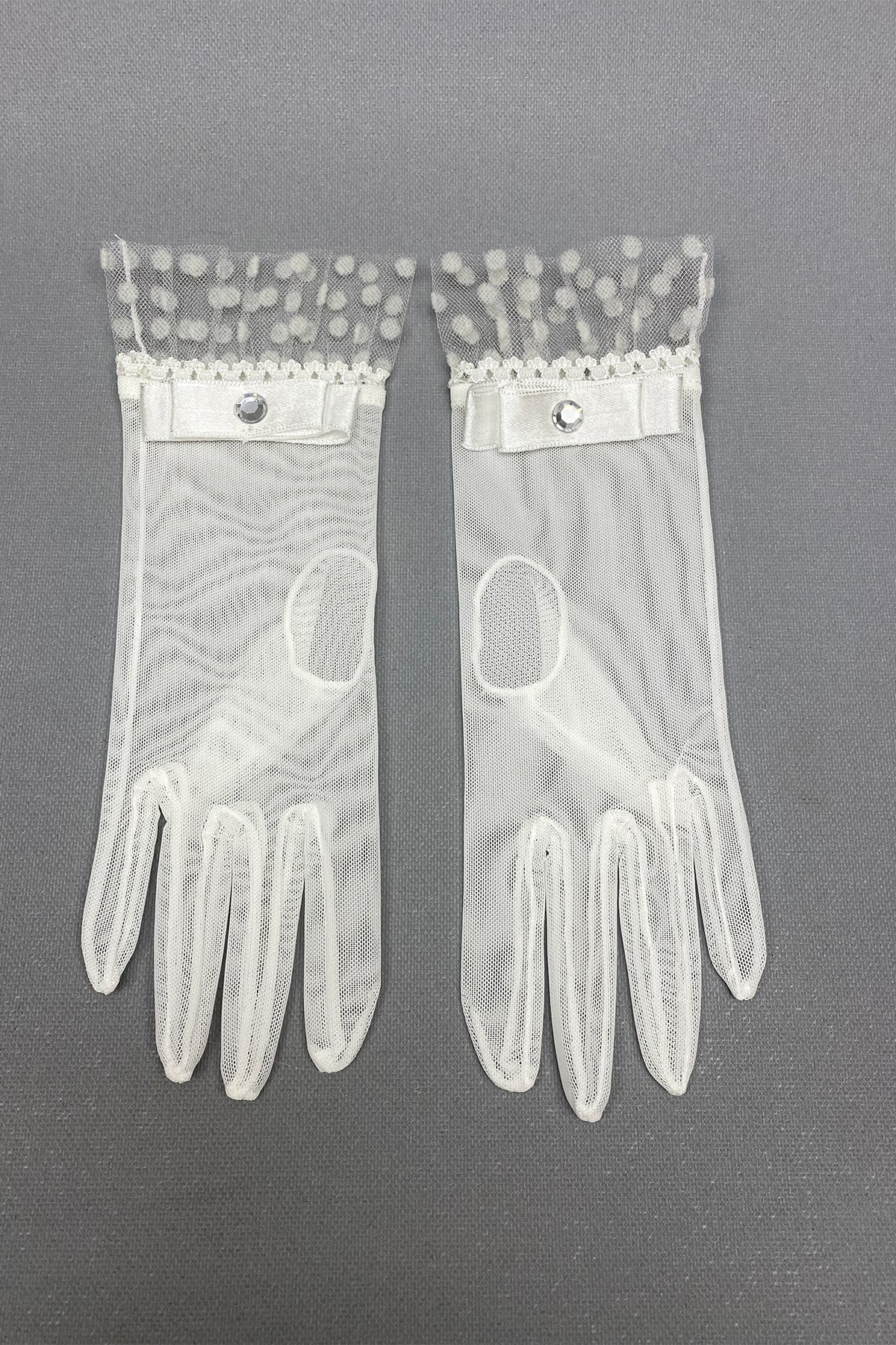 Polka Dot Wedding Hat and Bridal Gloves Face Veils