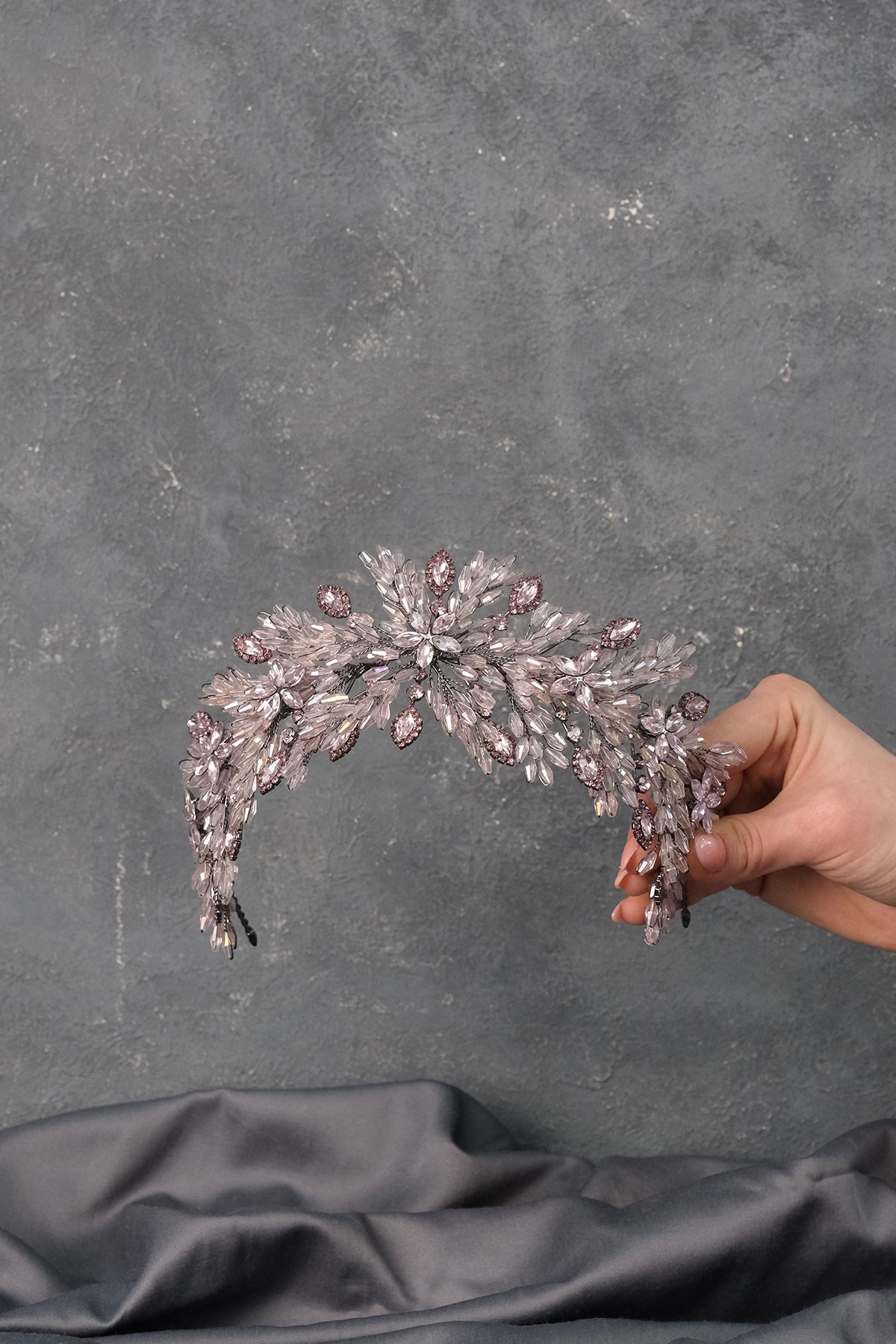 Powder Arden Crystal Beaded Headband and Bridal Henna Tiara