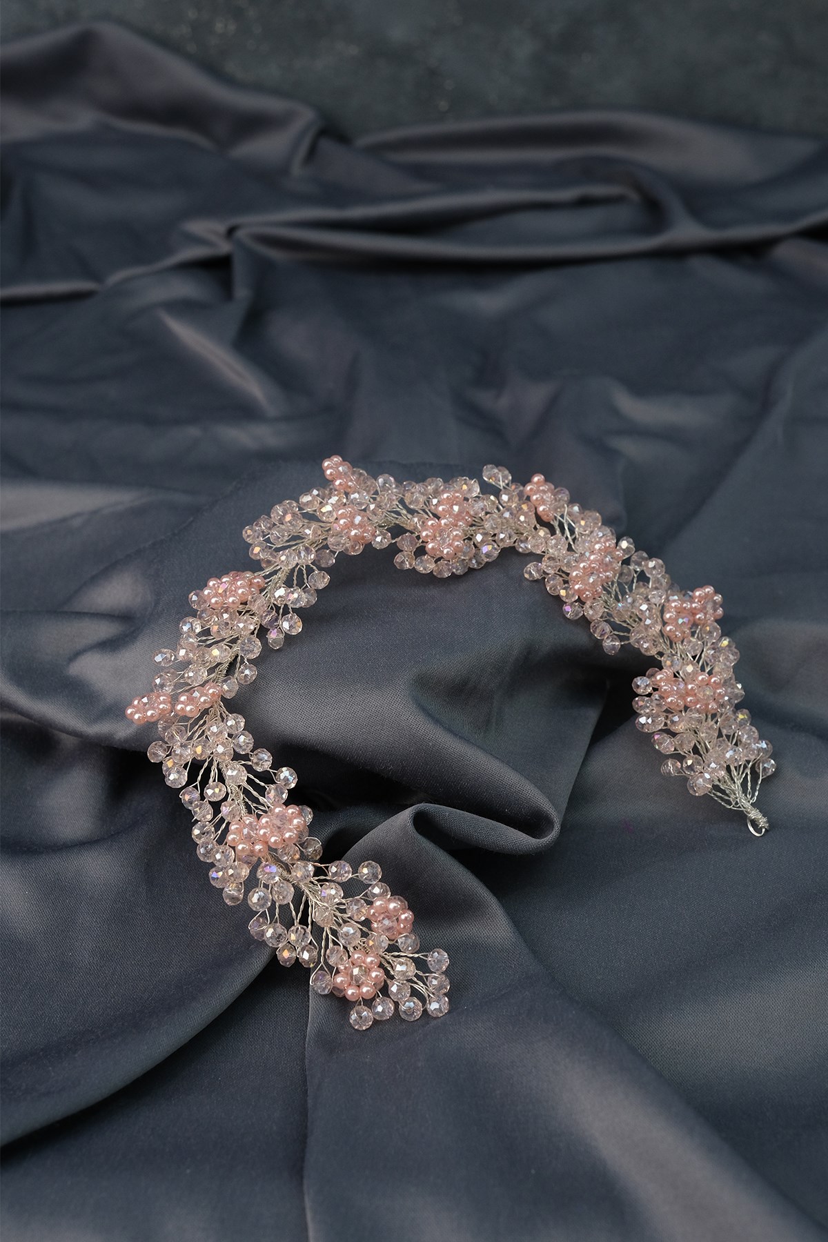 Powder Duru Beaded Bridal Crown Hair and Turban Accessory