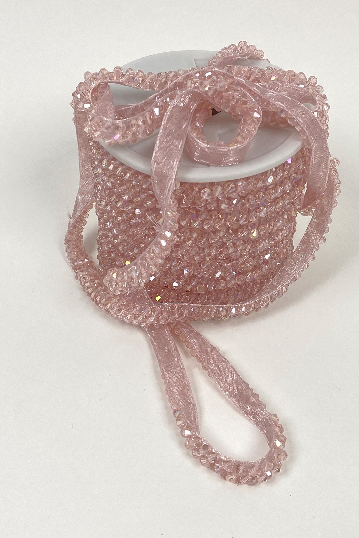 Pudra Kristal Boncuk İşlemeli Şerit