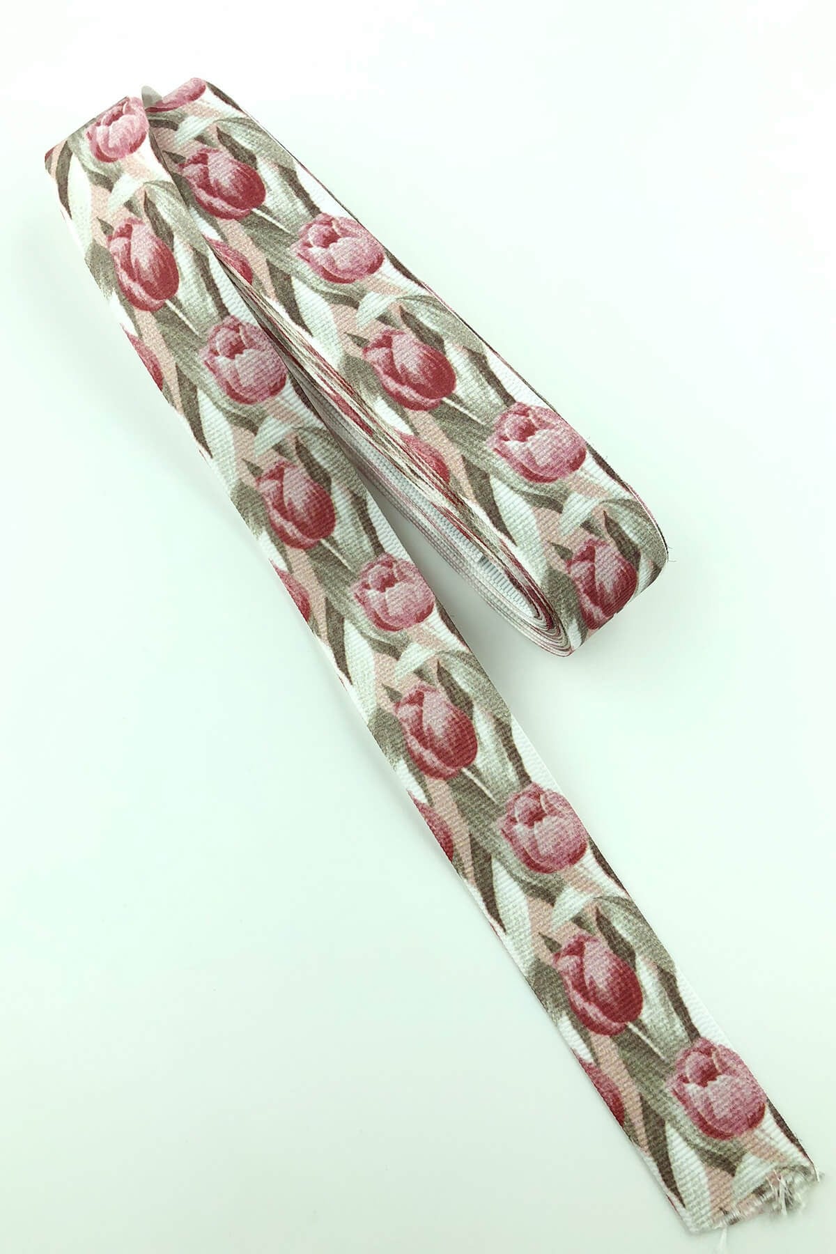 Powder Tulip Printed Grosgrain Ribbon 10 Mt