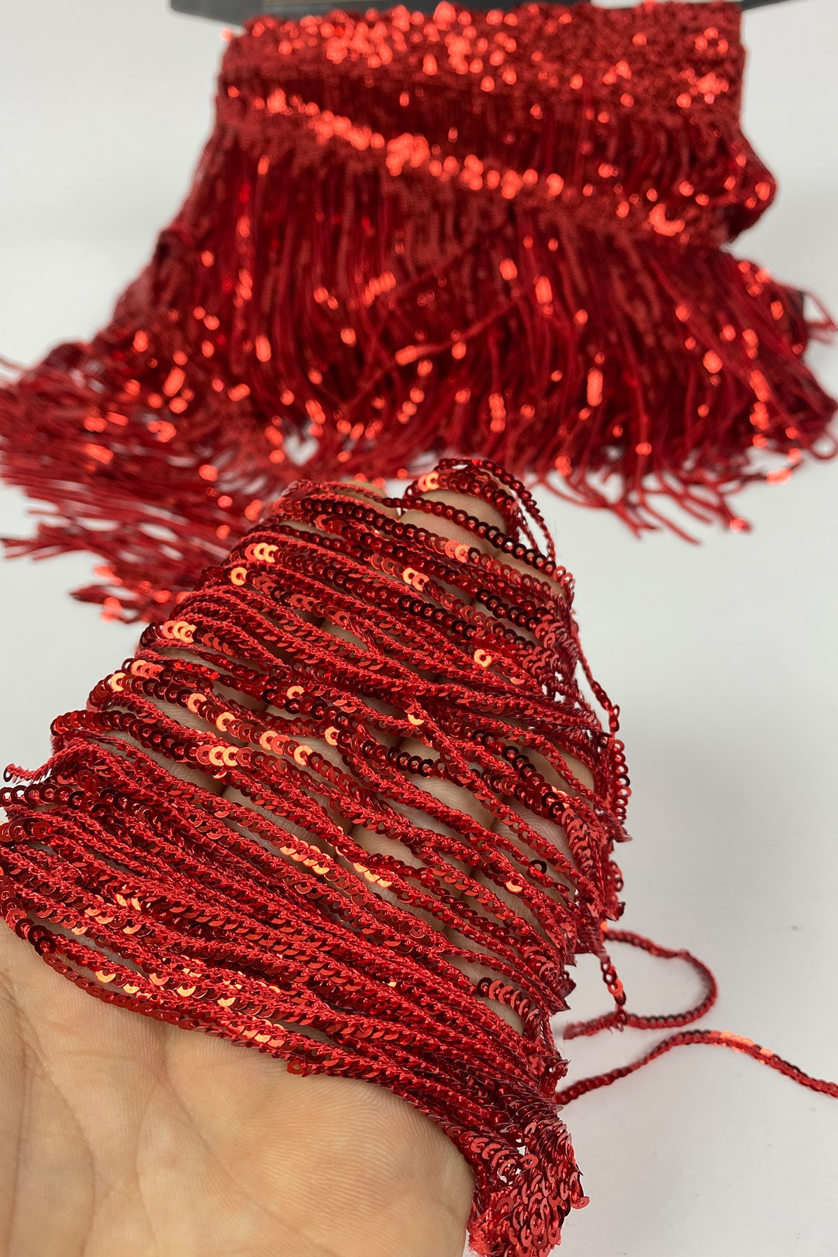 Sequin Sequined Shiny Tassel Fringe Ribbon 15 cm 1 mt
