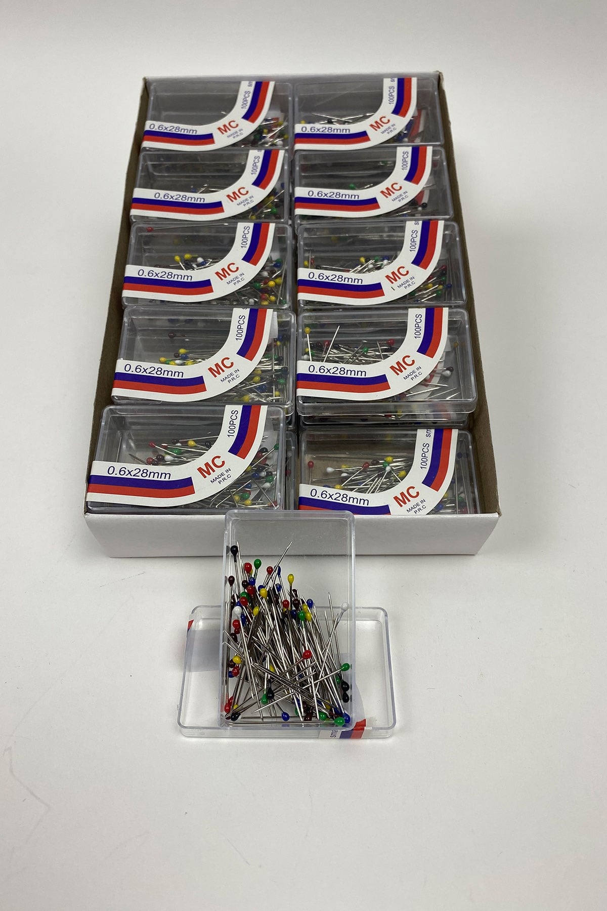 Colorful Head Pins 1 Box of 100