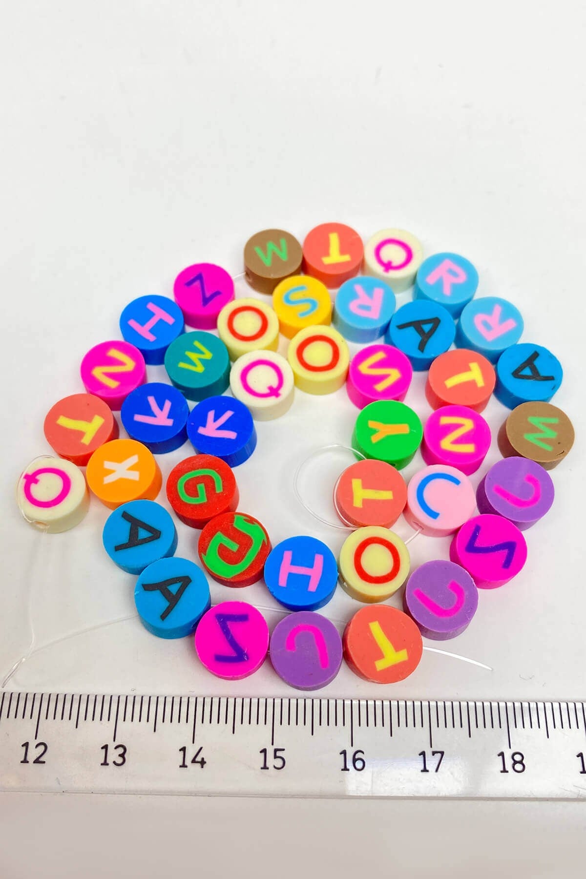 Colorful Letter Pattern Fimo Dough Beads