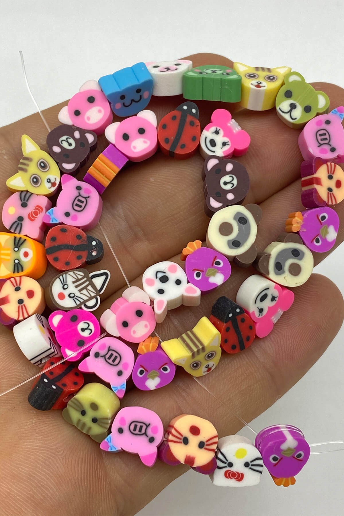 Colorful Animal Figured Fimo Dough Beads