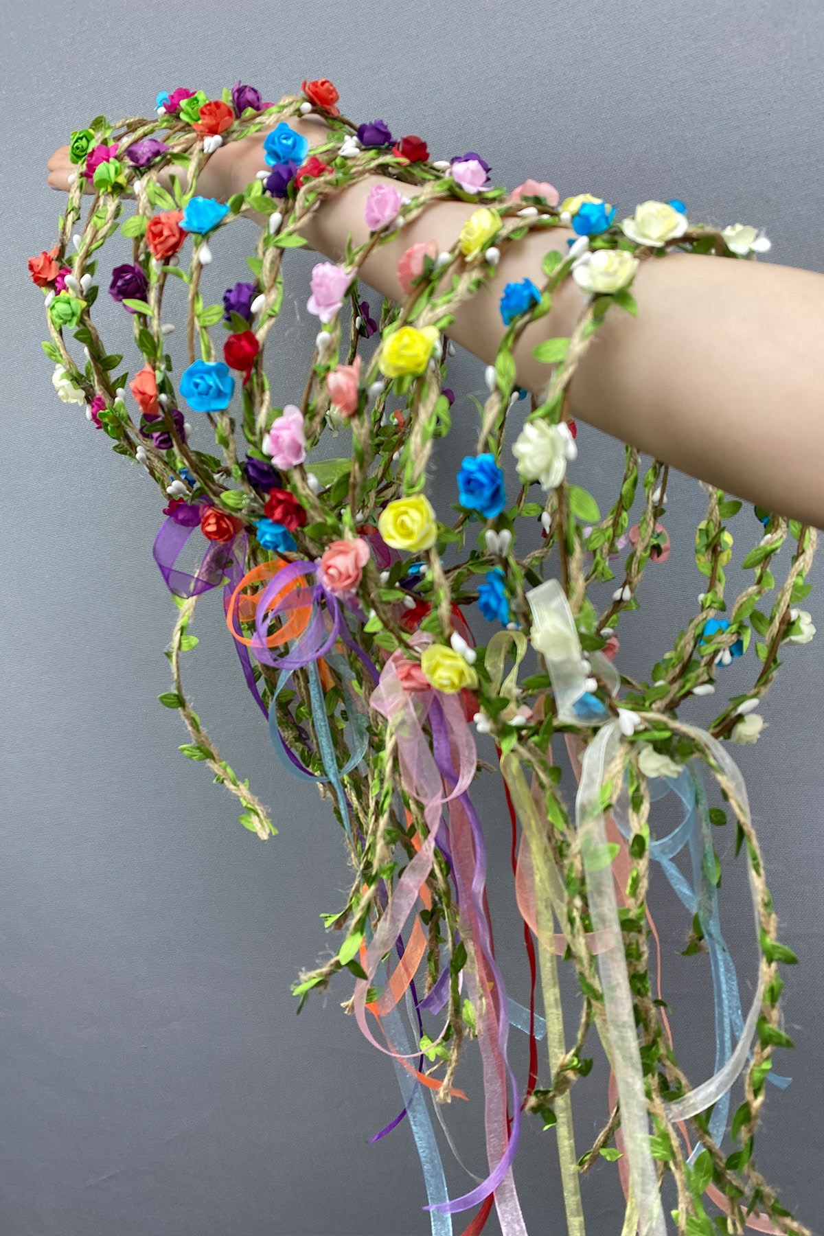 Colorful Paper Rose Leaf Bridesmaid Crown and Gift Child Crown