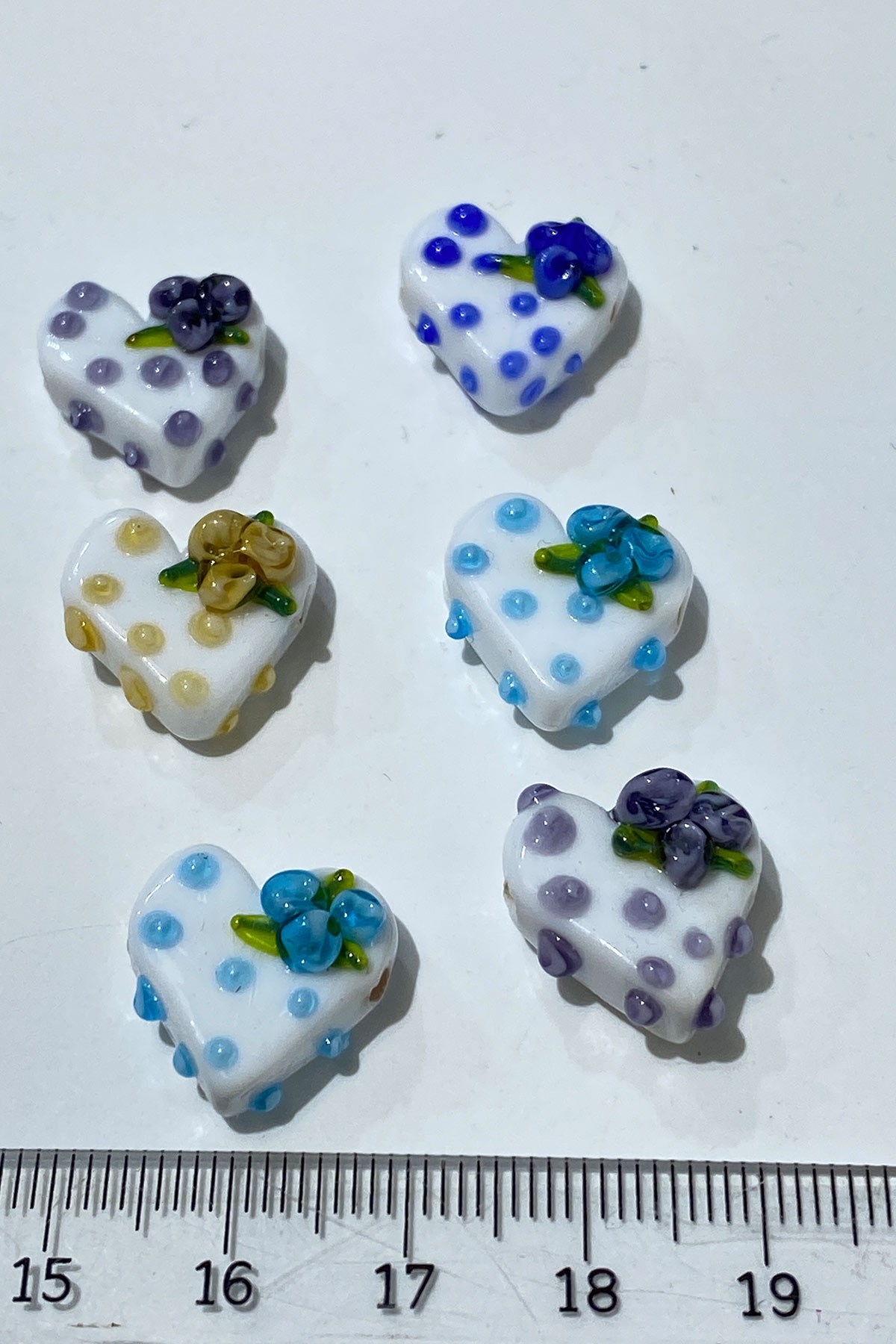 Colorful Murano Handmade Glass Bead Heart 1 Piece