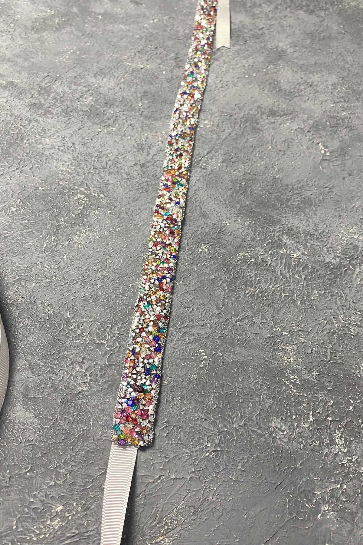 Colorful Bead Embroidered Dress Belt Waist Accessory