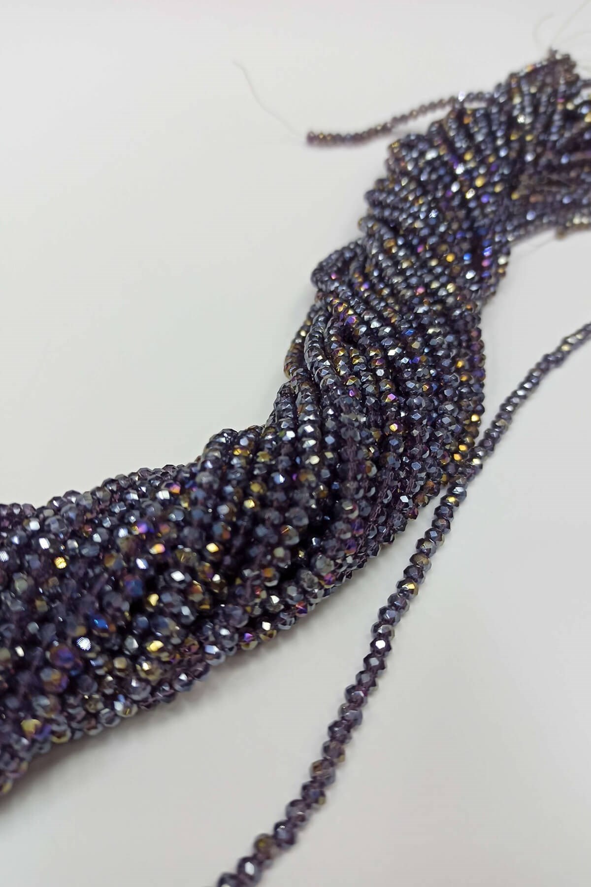 Renkli Gri Kristal Boncuk 4 mm