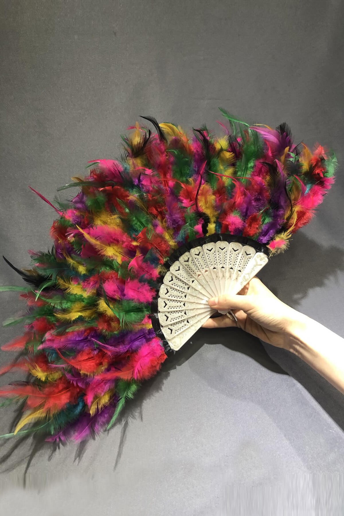 Colorful Feather Bridal Fan