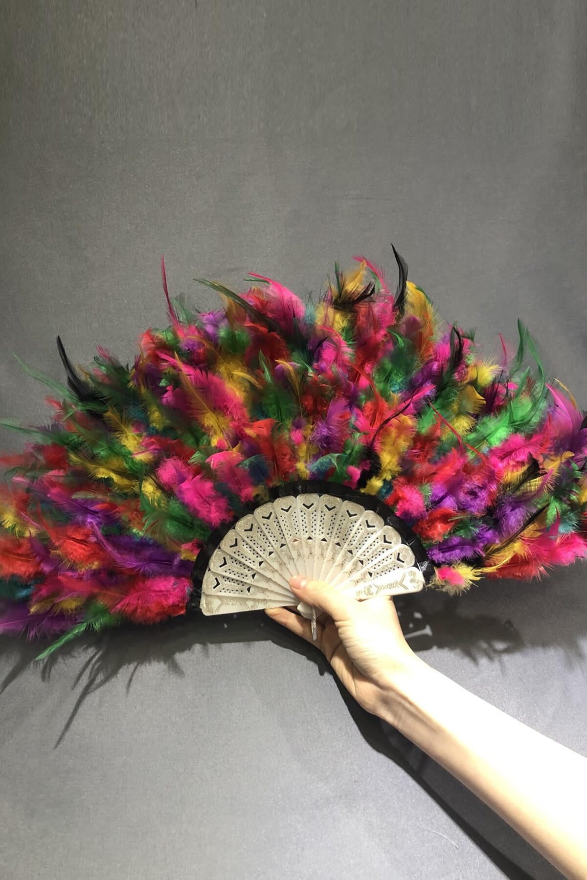 Colorful Feather Bridal Fan