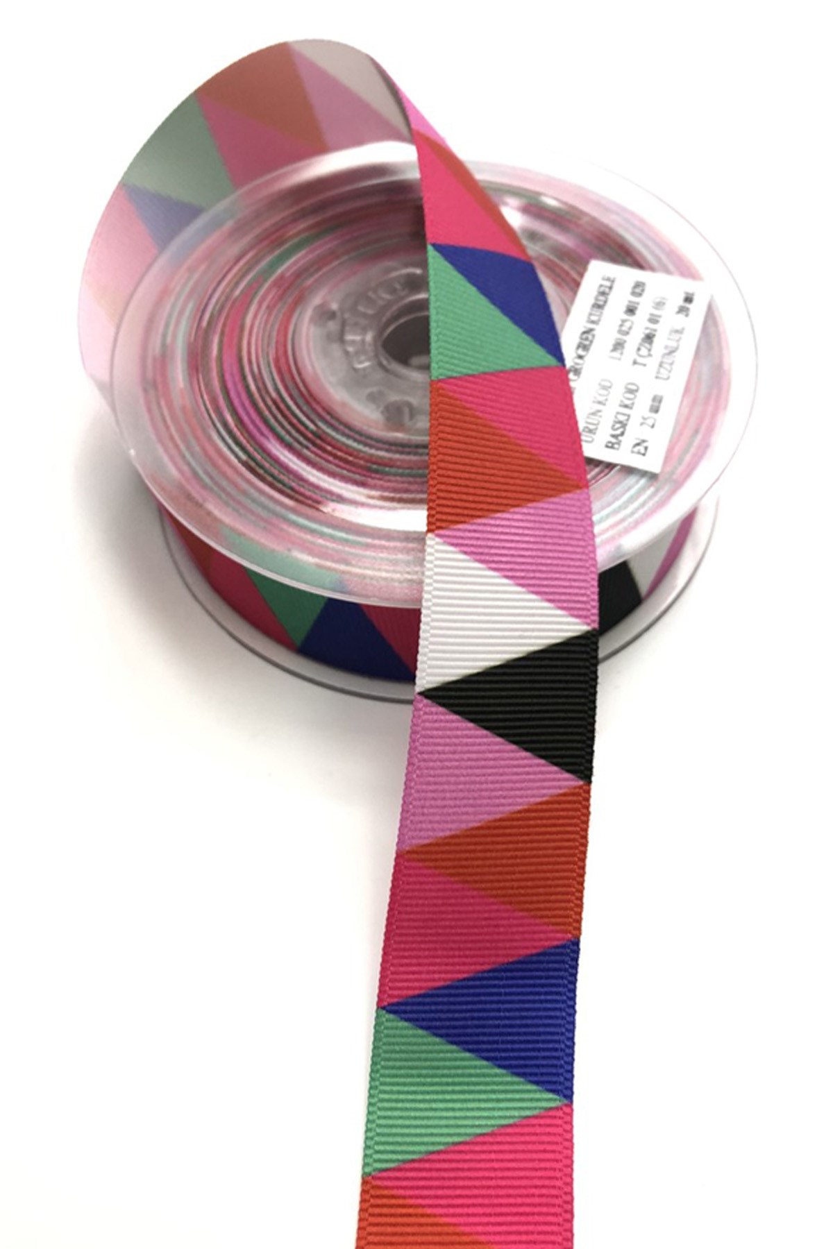 شريط Grosgrain منقوش على شكل مثلث ملون 2.5 سم