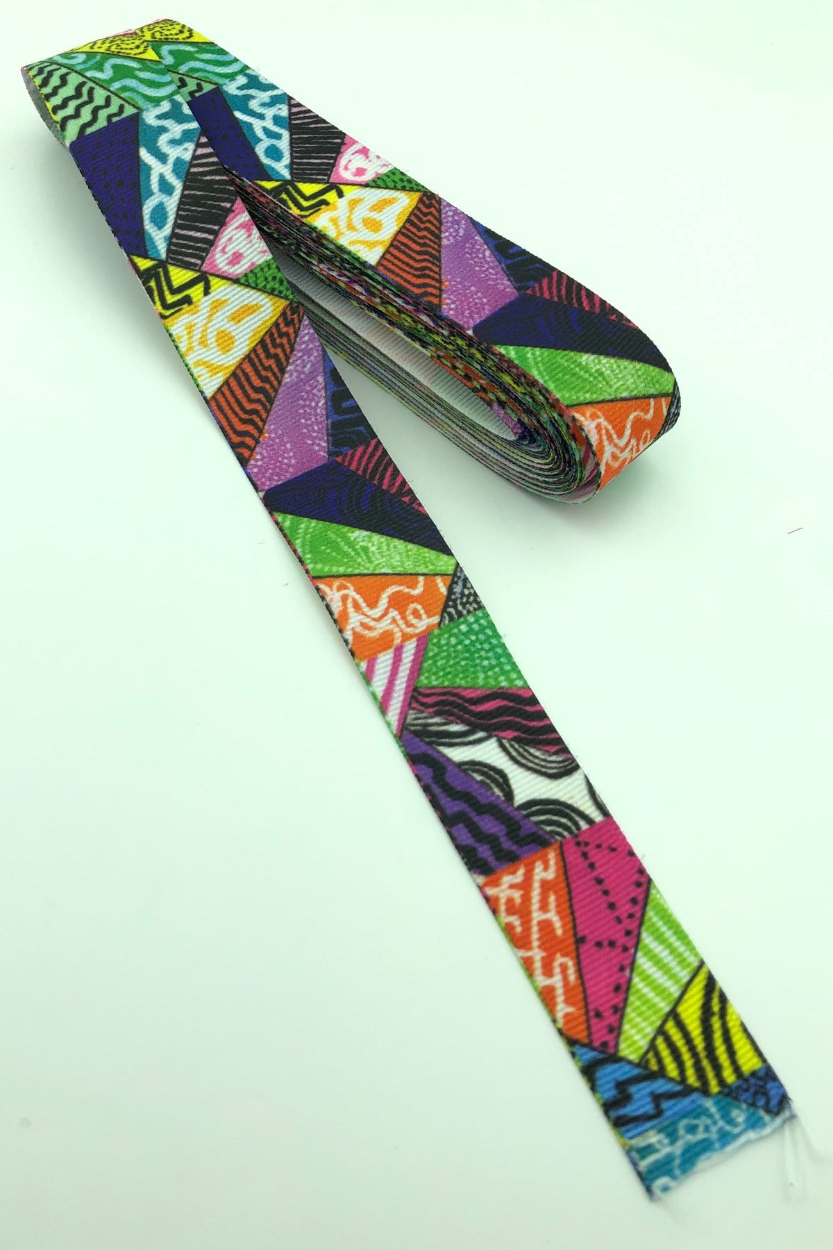 Colorful Triangle Figured Printed Grosgrain Ribbon 10 Mt