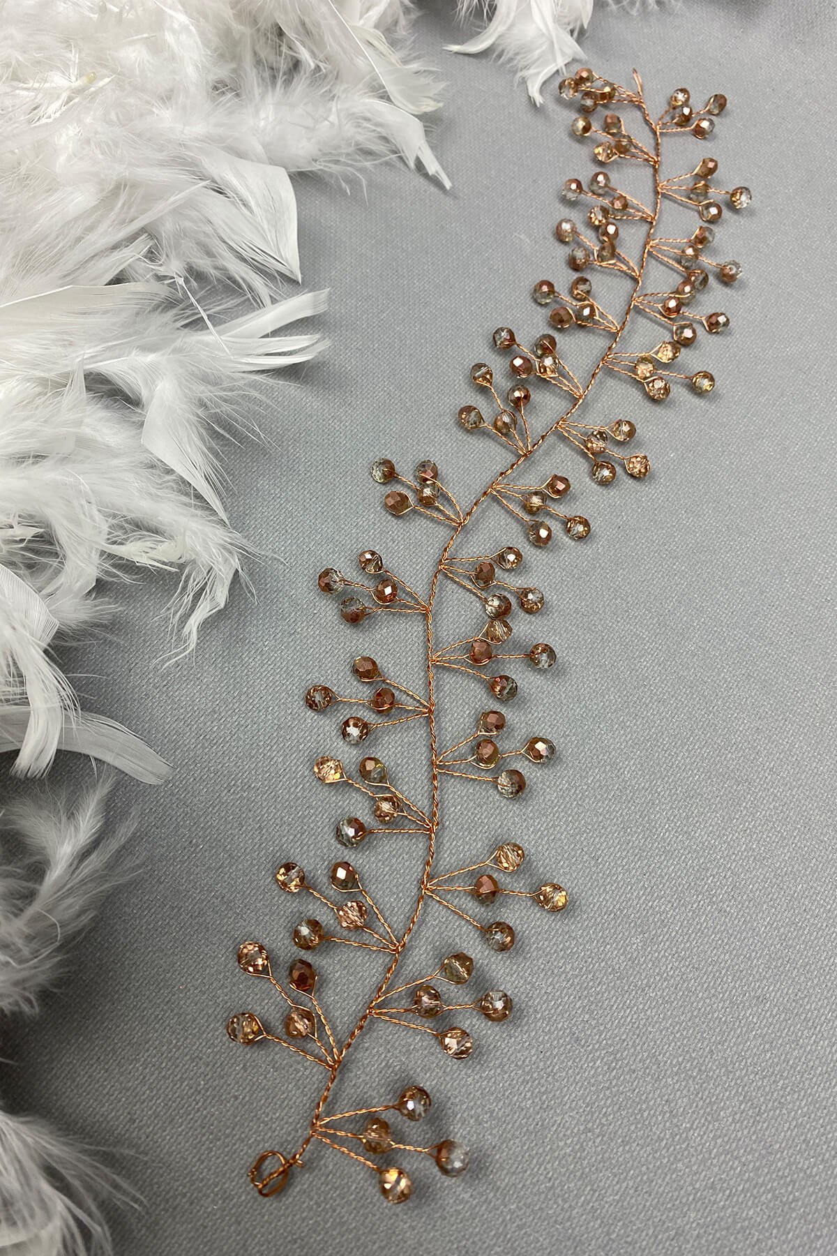Rose Color Vella Beaded Bridal Crown Hair Accessory