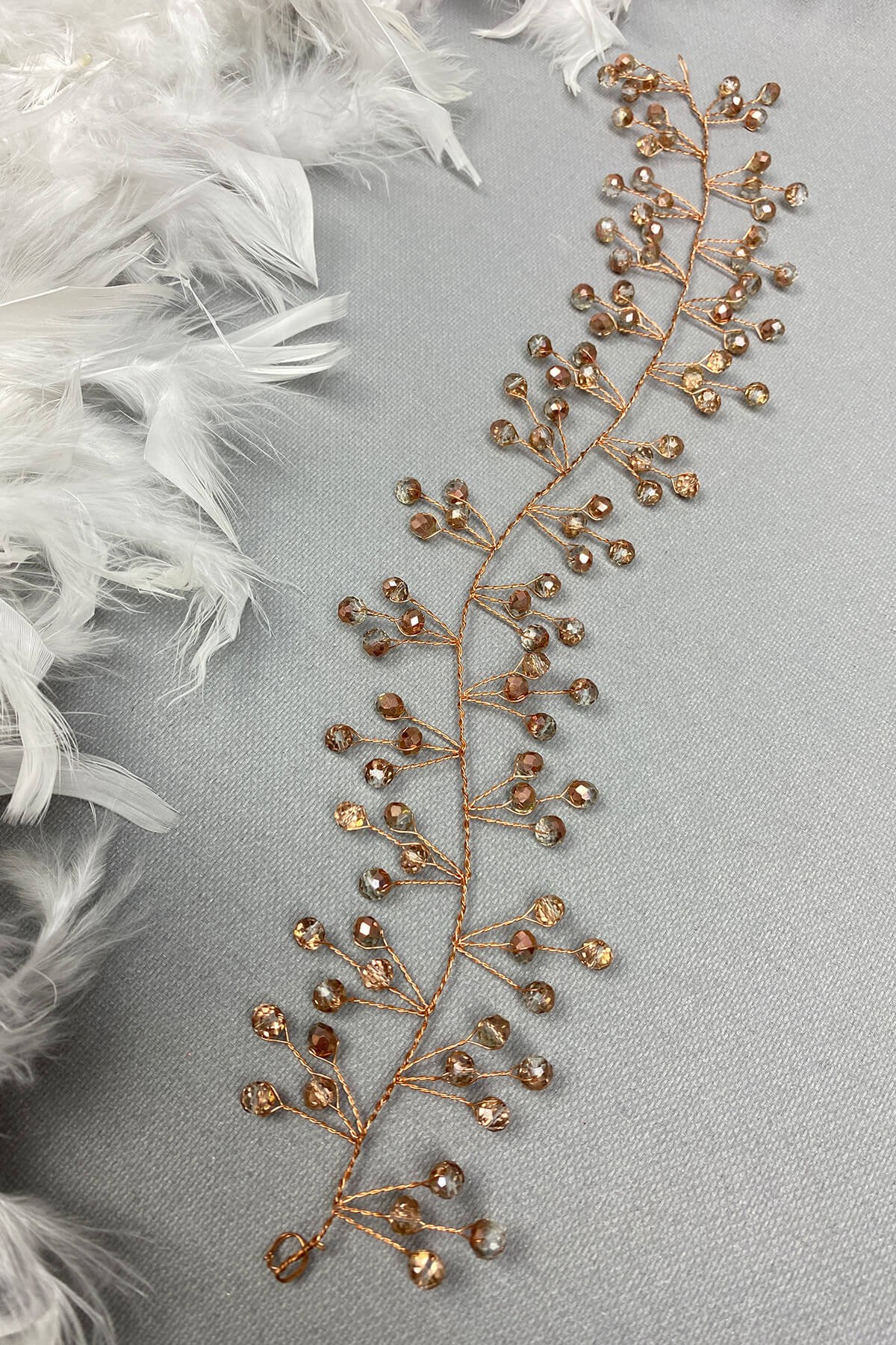 Rose Color Vella Beaded Bridal Crown Hair Accessory