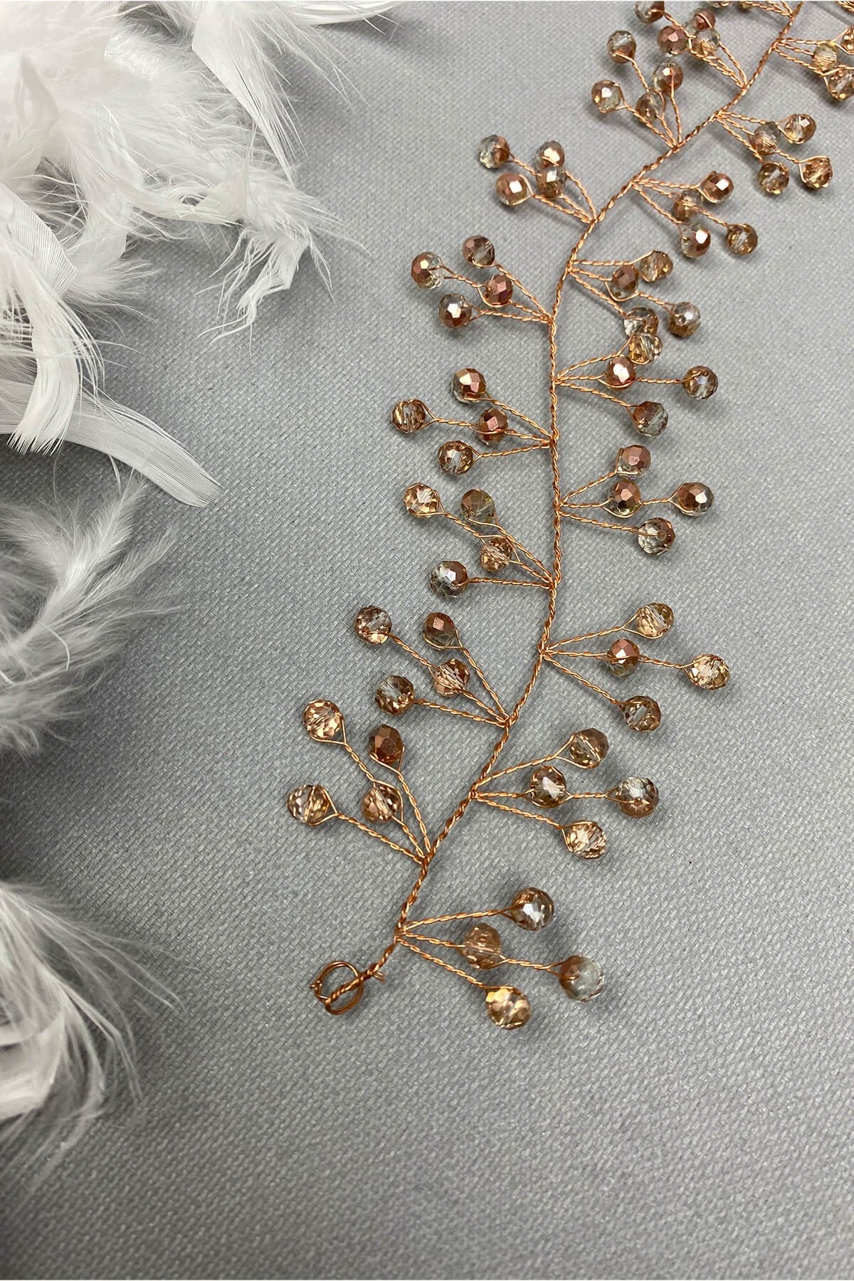 Rose Color Vella Beaded Bridal Crown Hair Accessory