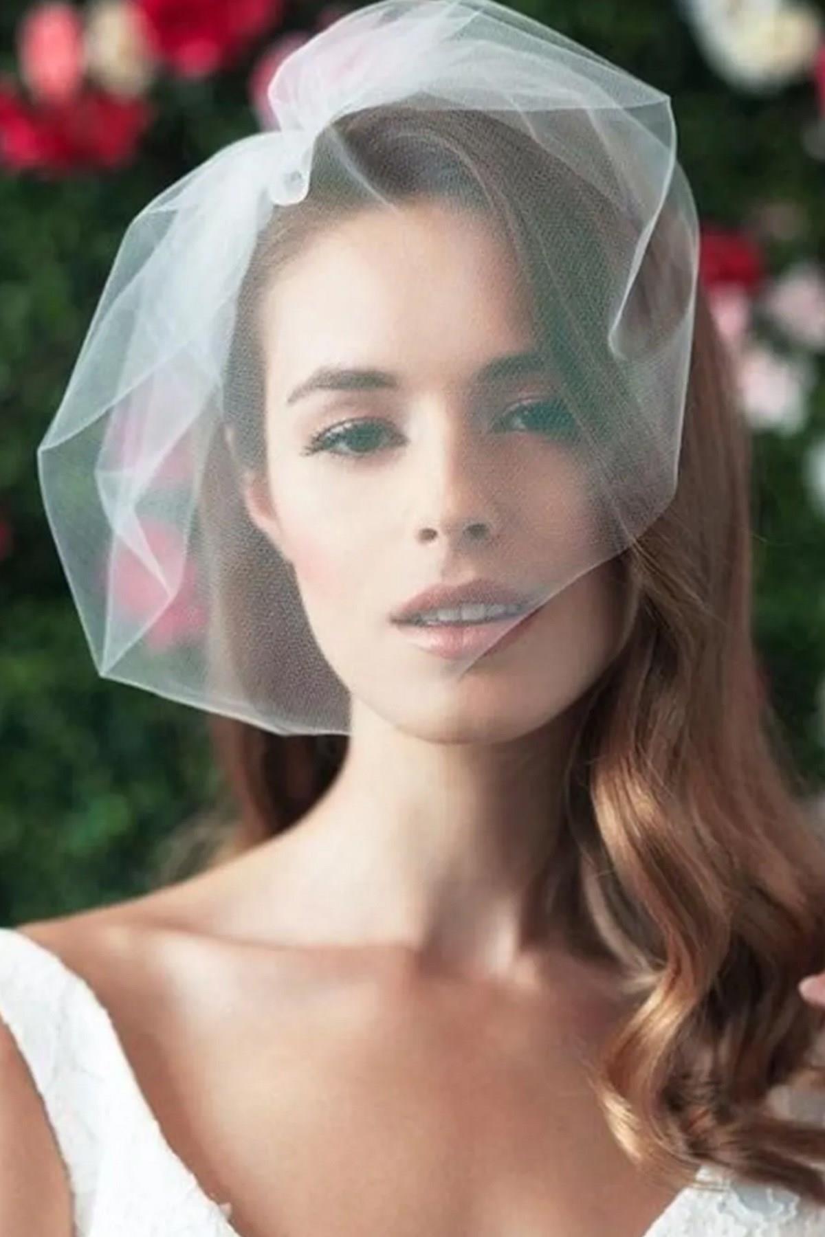  Wholesale Plain Tulle Voilet Wedding Hat