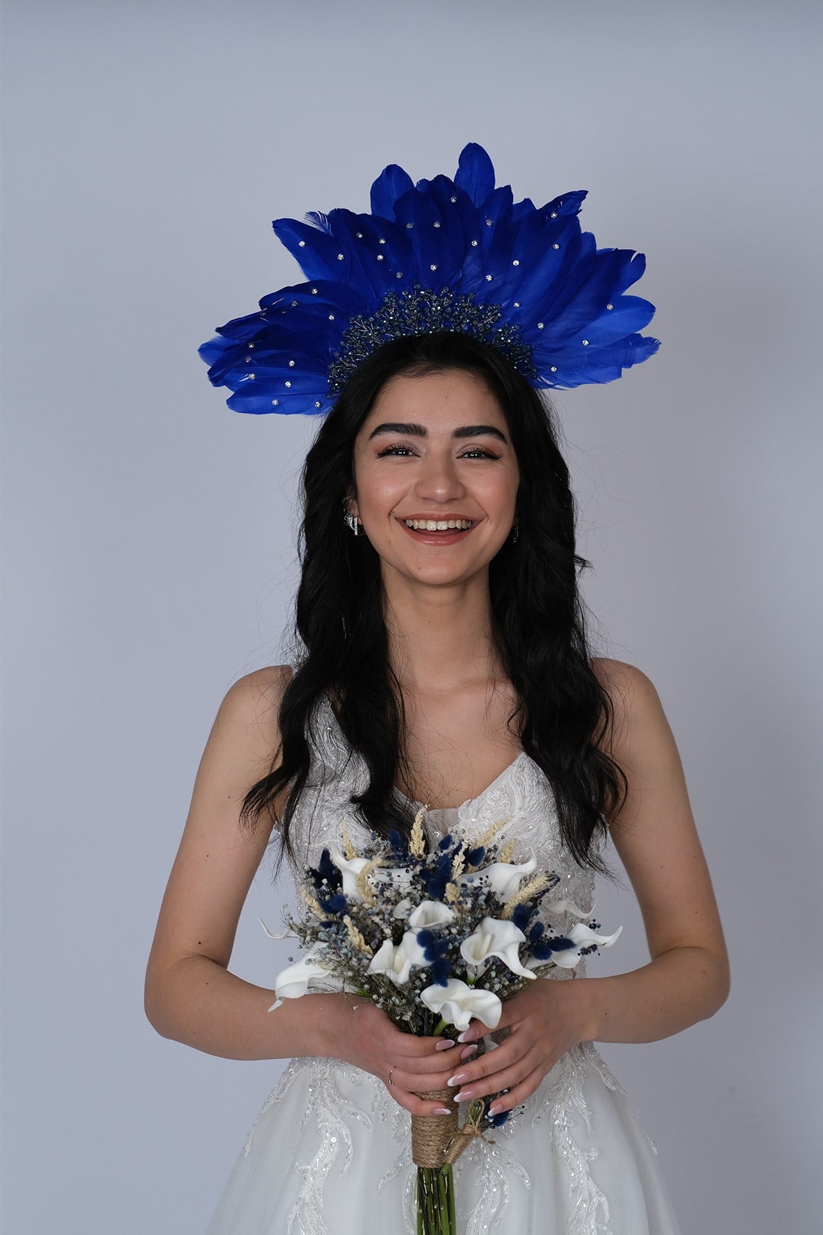 Saks Blue Eagle Feathered Stone Special Design Bridal Henna Crown
