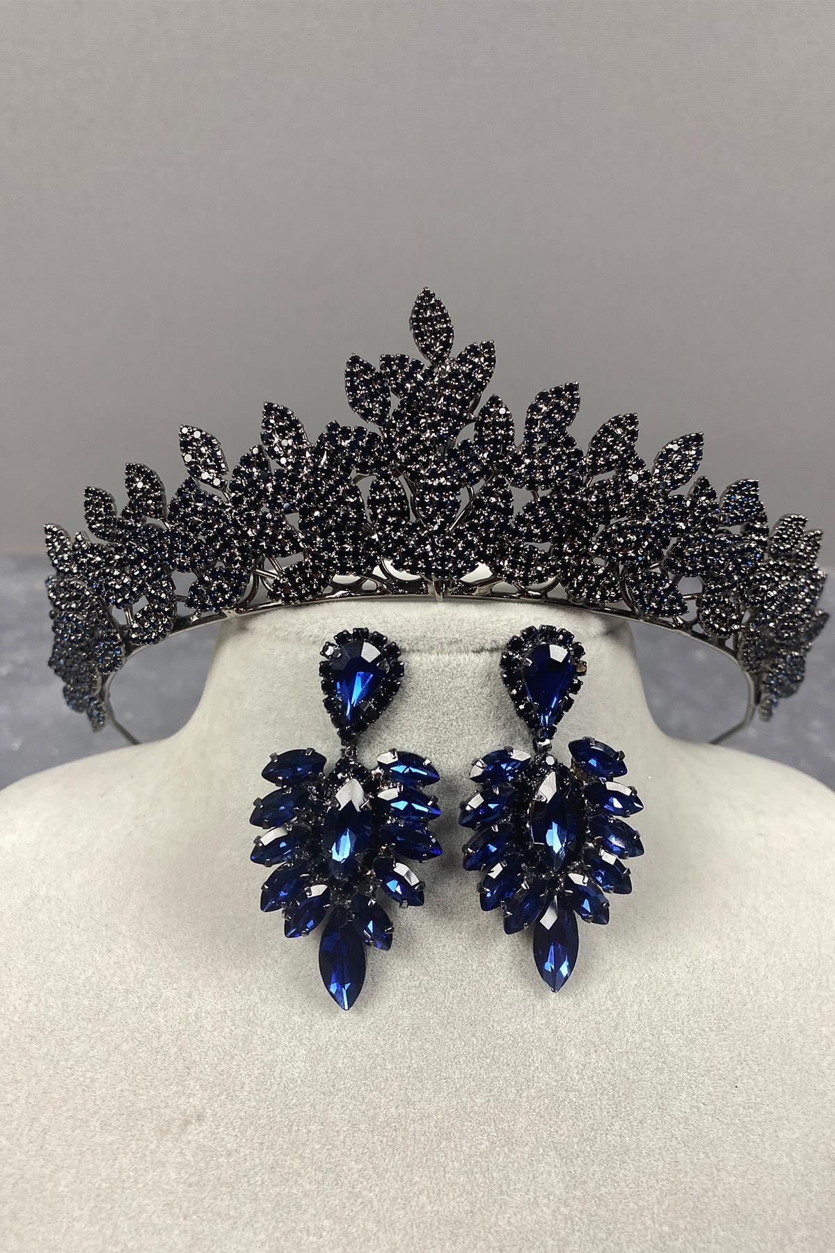 Sara Bridal Henna Tiara and Earring with Dense Stones