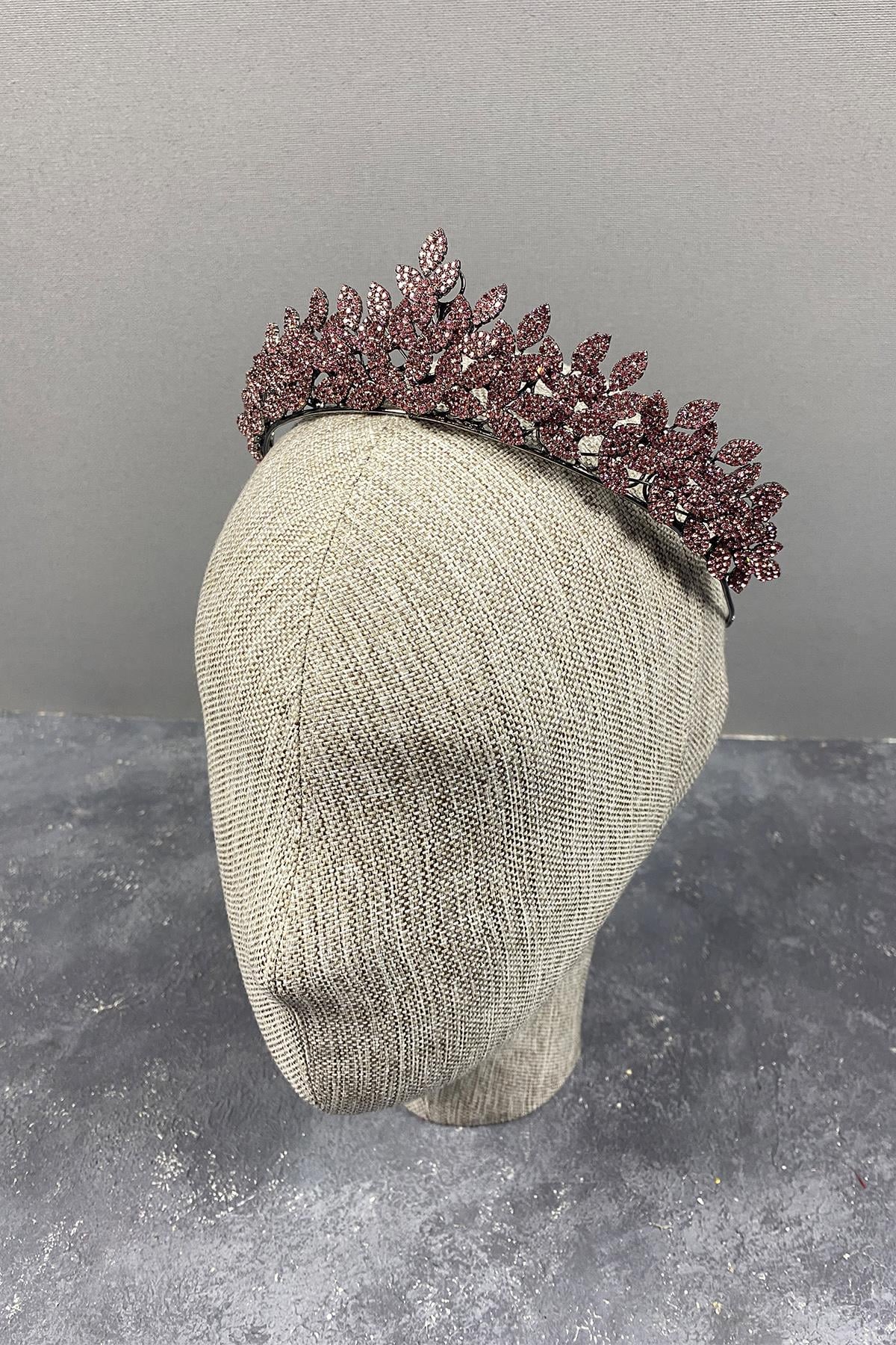Sara Dense Stone Leaf Pattern Bridal Henna Crown