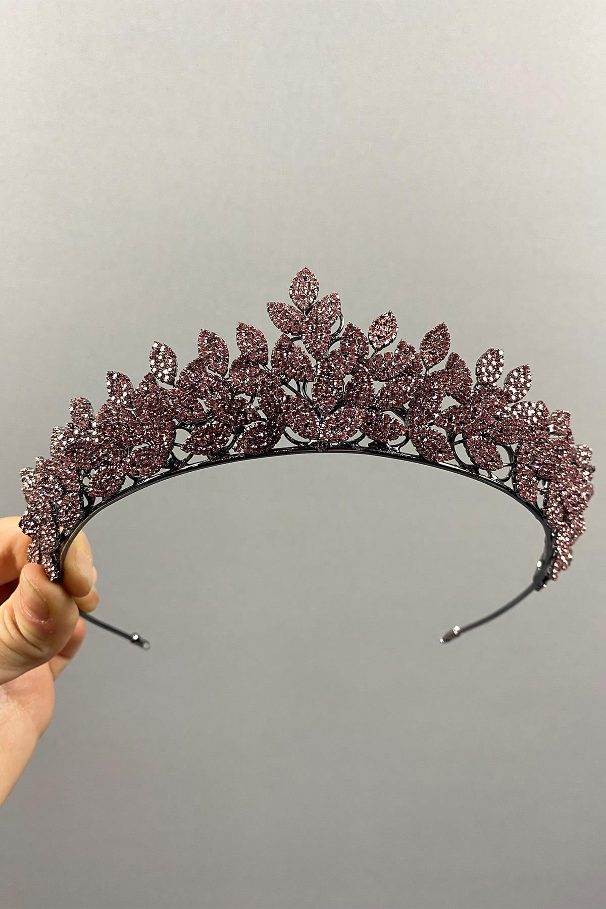 Sara Dense Stone Leaf Pattern Bridal Henna Crown