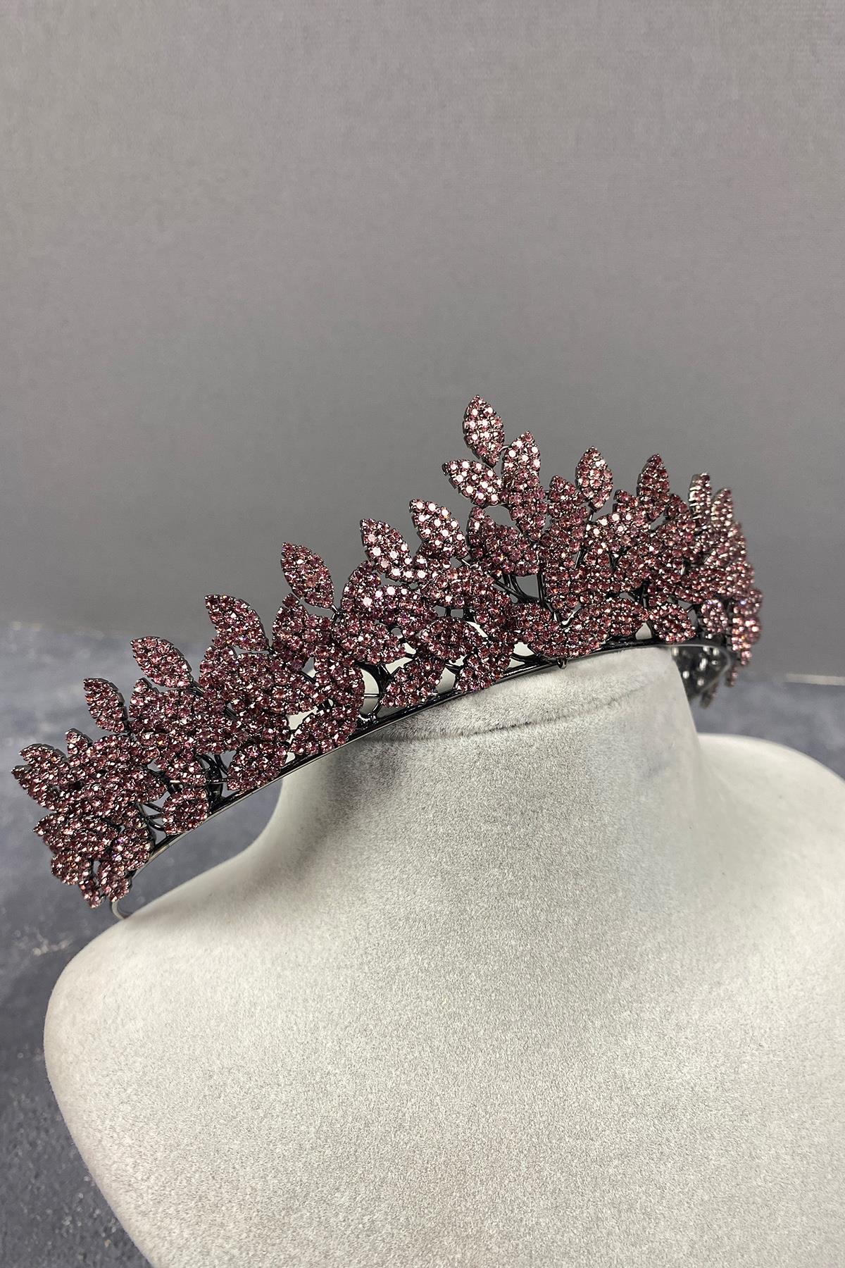 Sara Dense Stone Leaf Pattern Bridal Henna Crown