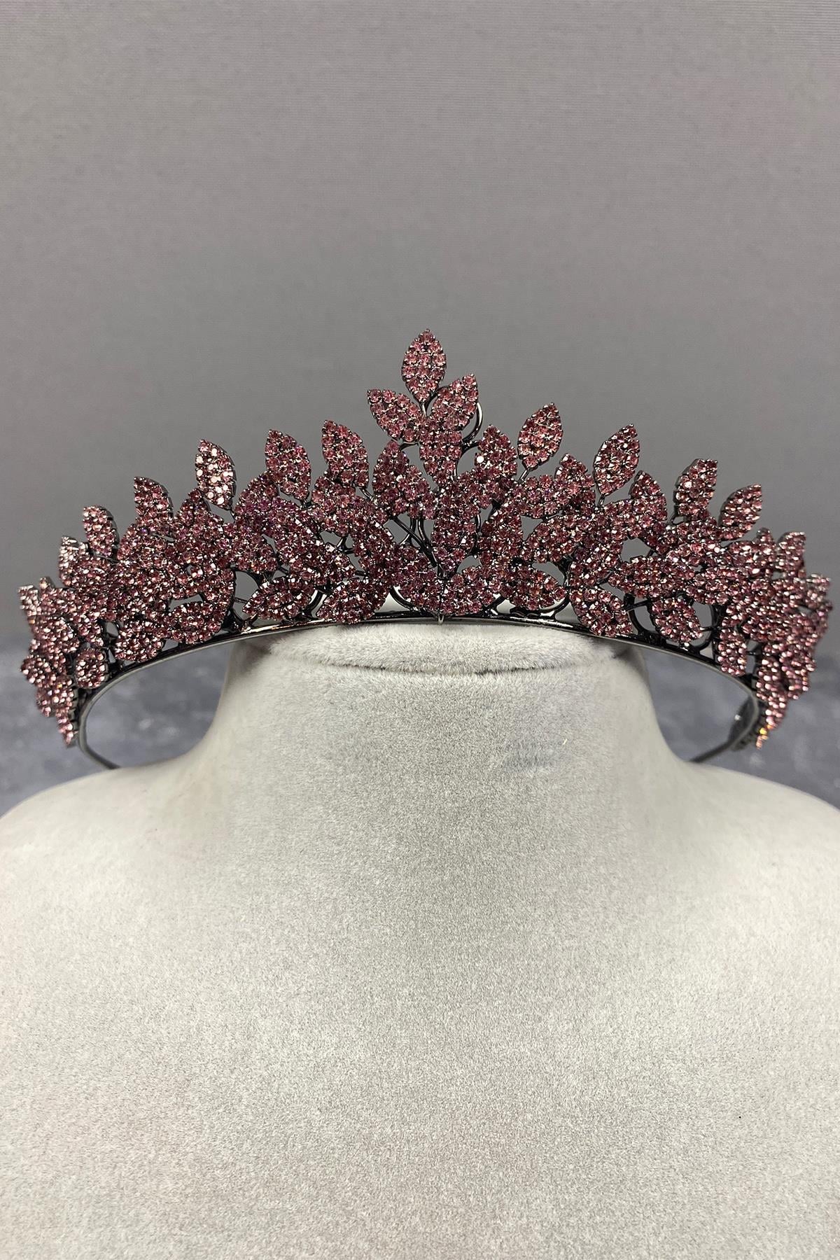 Sara Dense Stone Leaf Pattern Bridal Henna Crown
