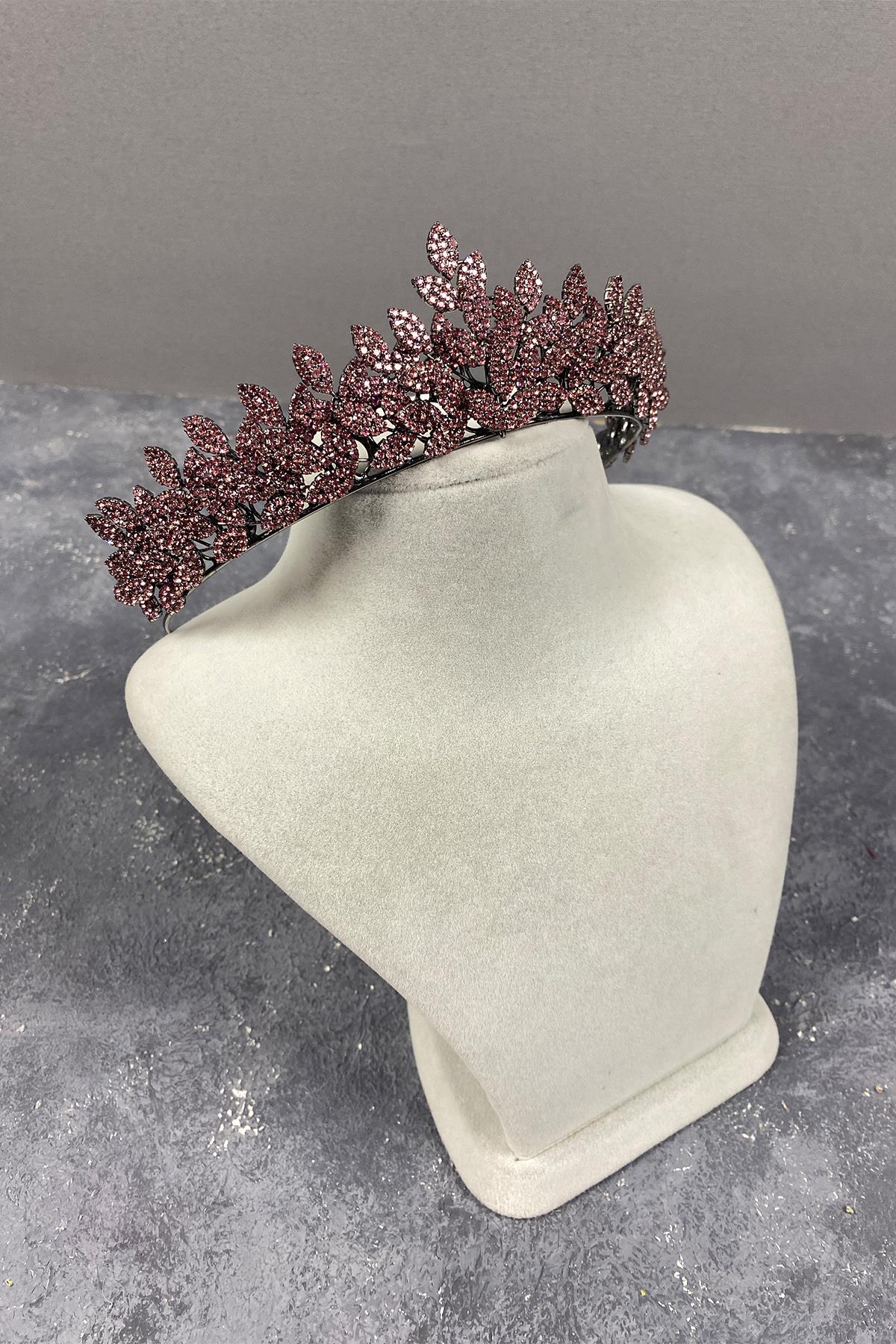 Sara Dense Stone Leaf Pattern Bridal Henna Crown