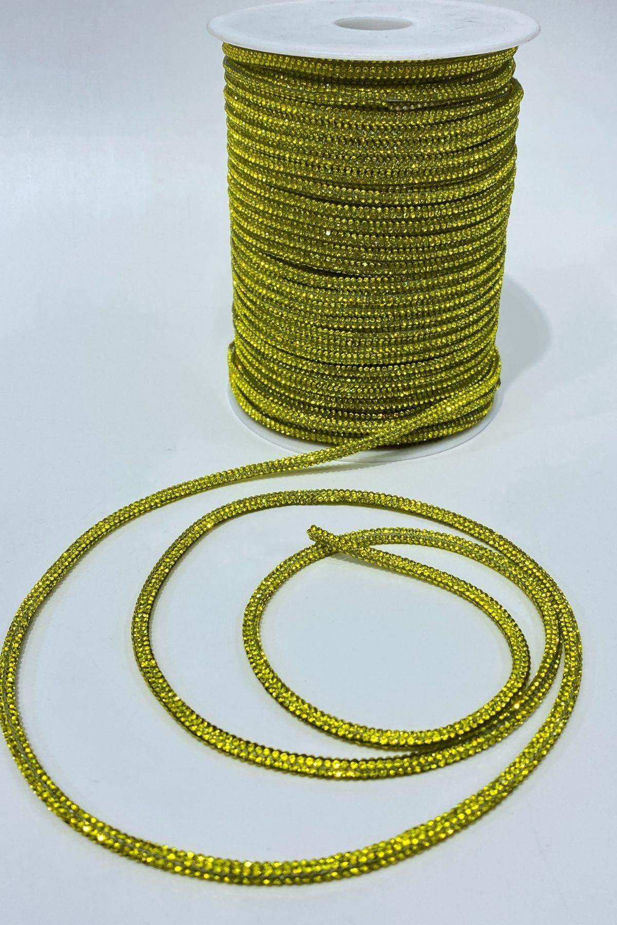 Yellow Fully Embellished Tubular Cord