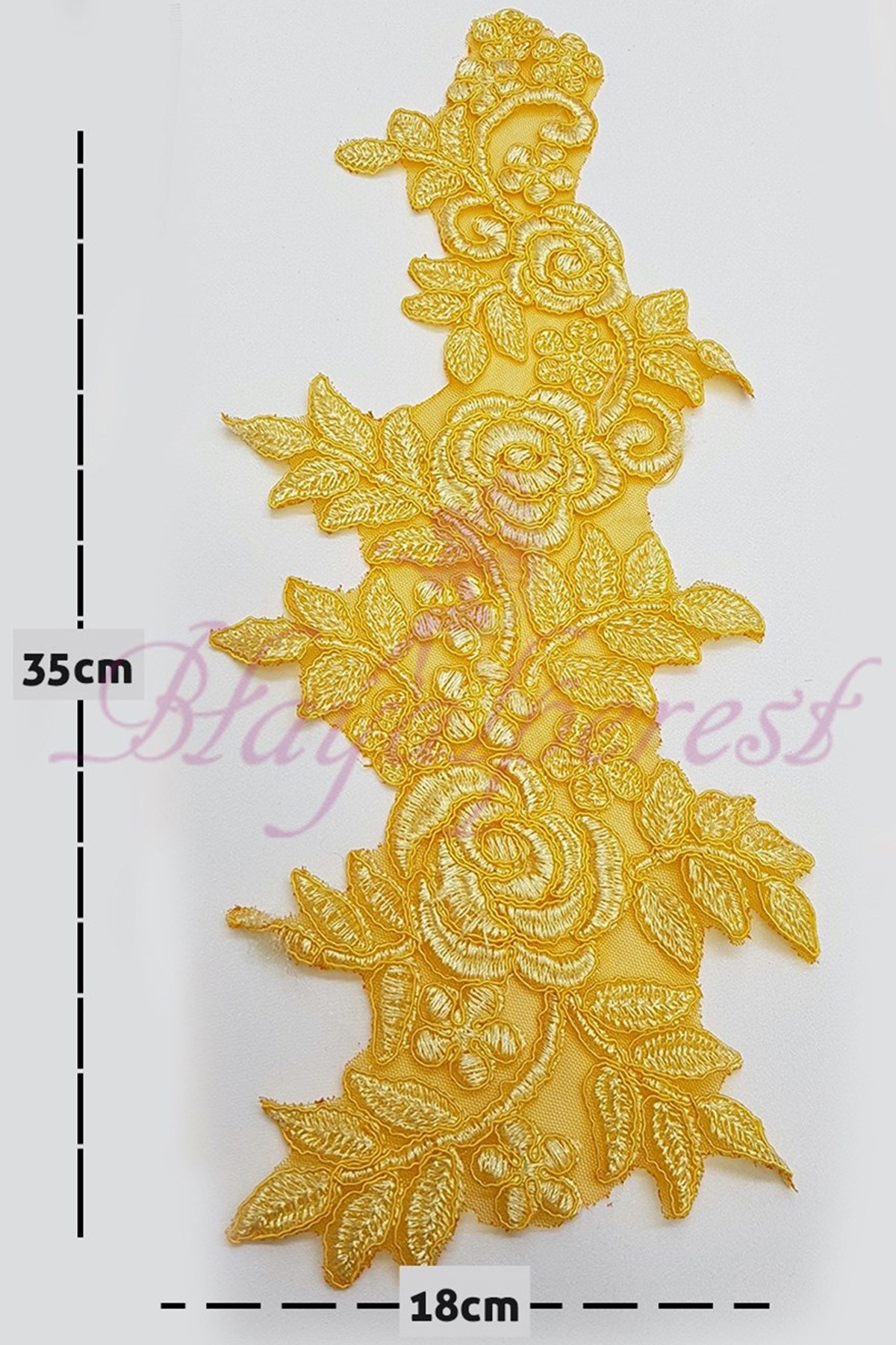 Yellow Rose Patterned Piece Guipure Lace