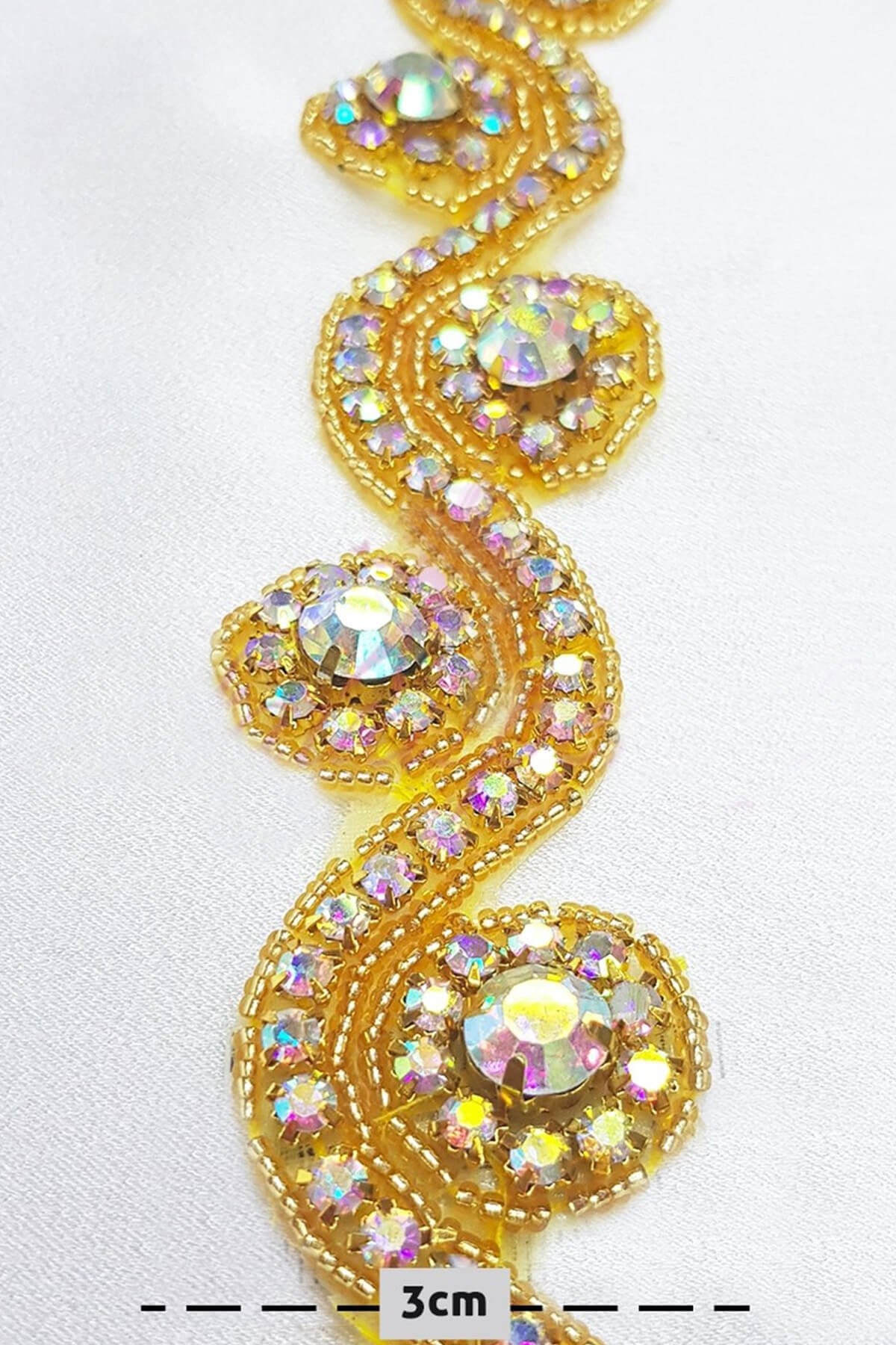 Yellow Janjan Crystal Stone Iron-On Strip