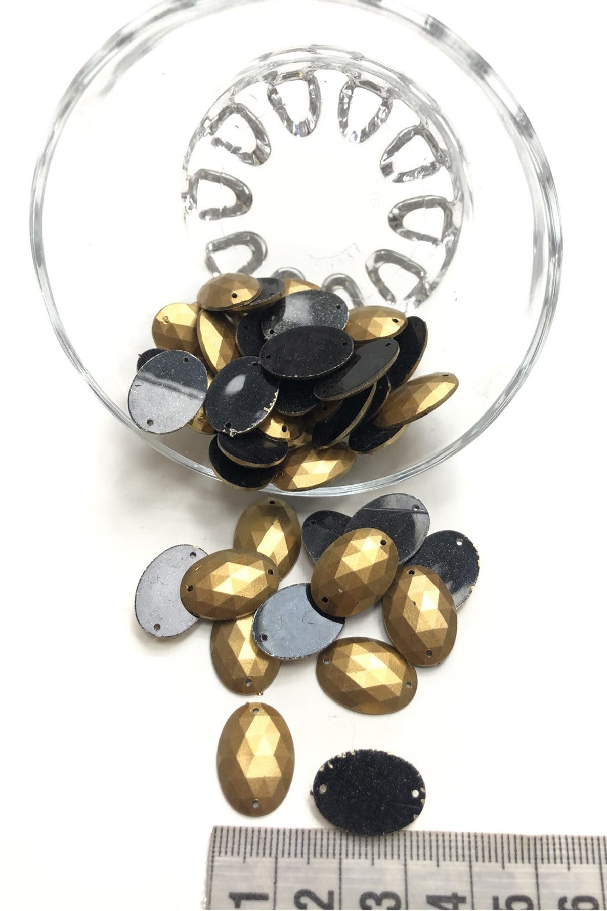 Yellow Coated Oval Plastic Stud Stone 10 pcs
