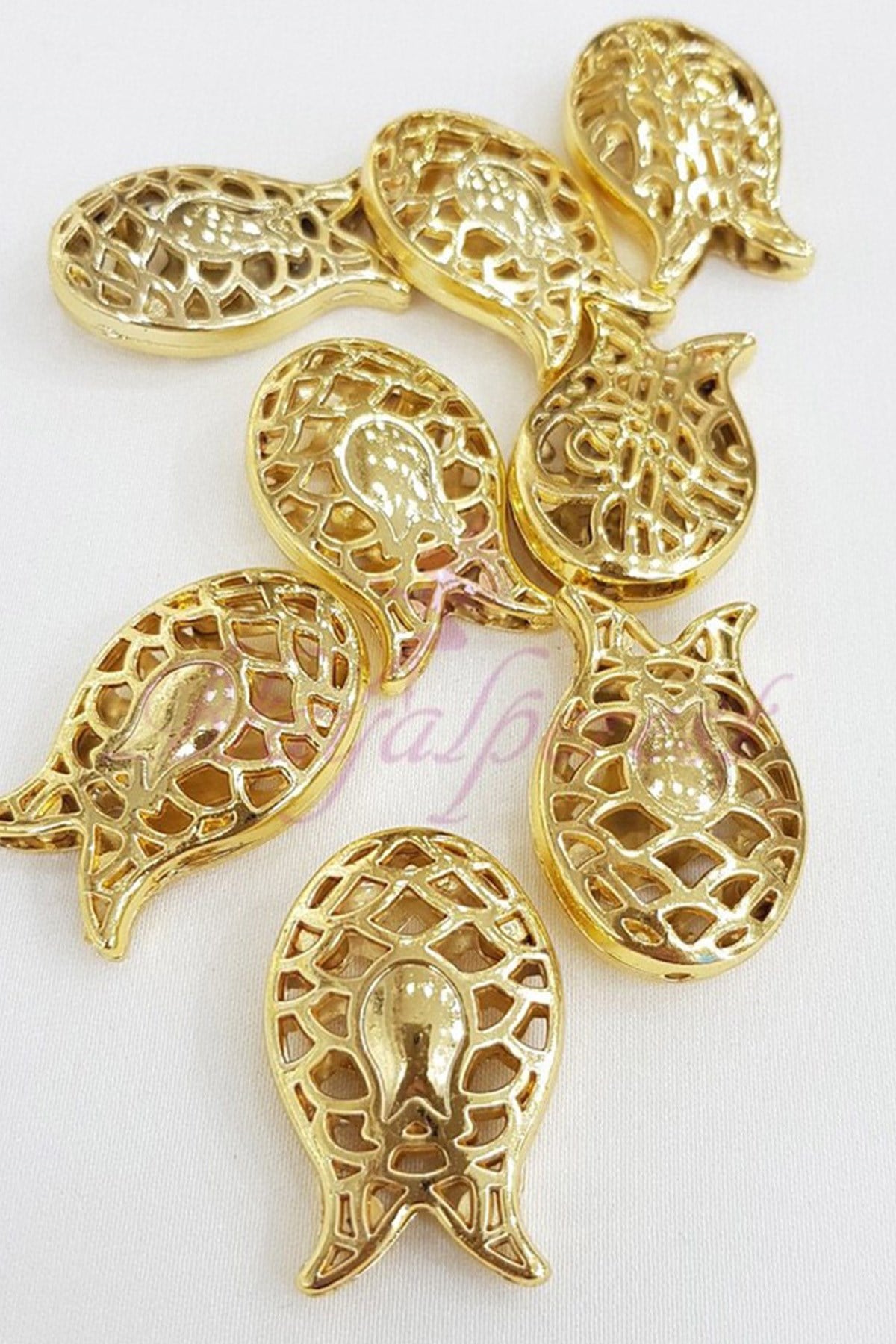 Yellow Metal Tulip Rosary Imame