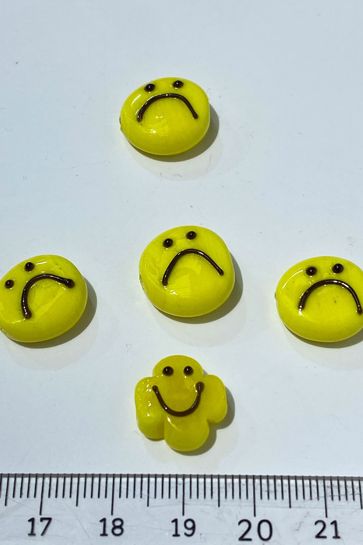 Sarı Murano Yapımı Cam Boncuk emoji 1 Adet