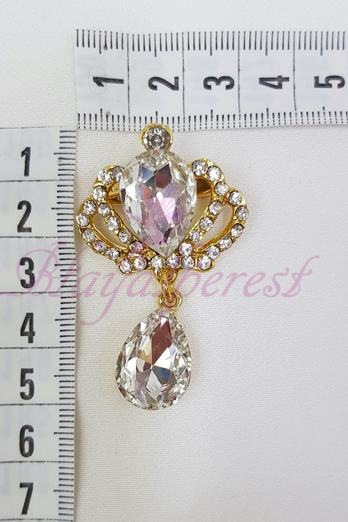 Yellow Crown Model Crystal Stone Brooch