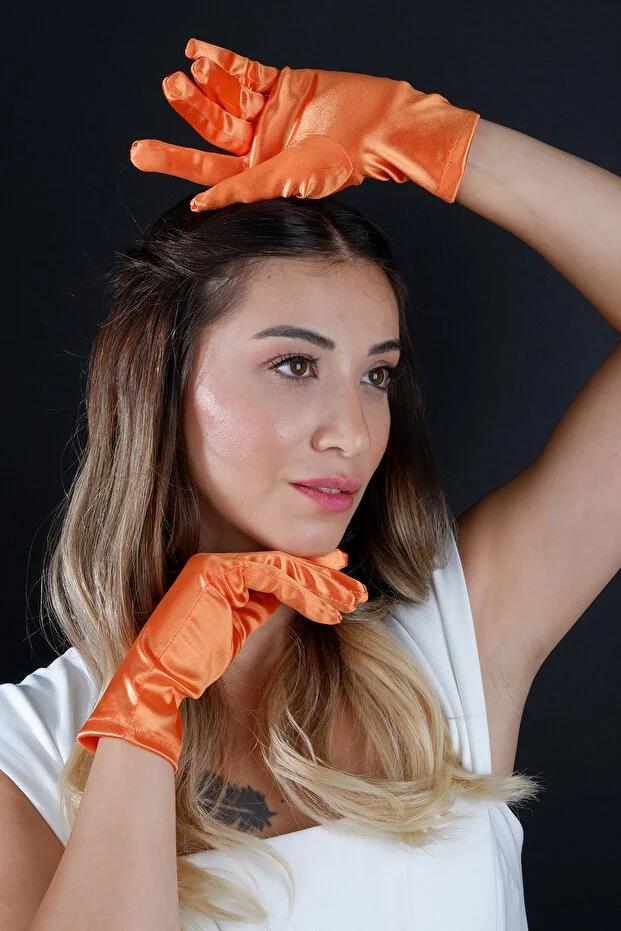 Saten Kısa 21 Cm Abiye Eldiven Düğün Parti Balo Kostüm Aksesuarı