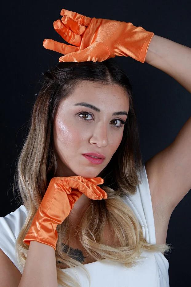 Saten Kısa 21 Cm Abiye Eldiven Düğün Parti Balo Kostüm Aksesuarı