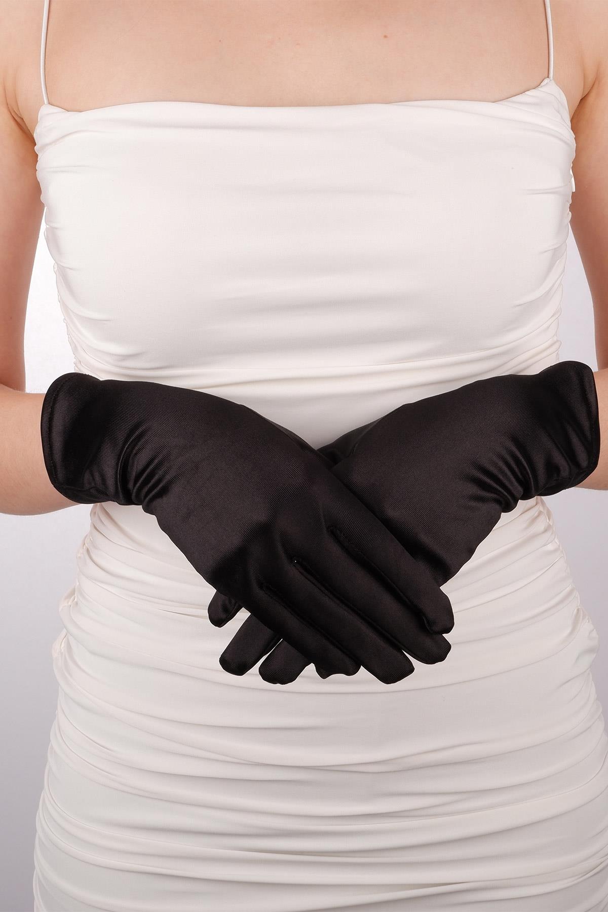Satin Lycra Bridal Gloves 29 Cm Dance & Opera Costume Gloves
