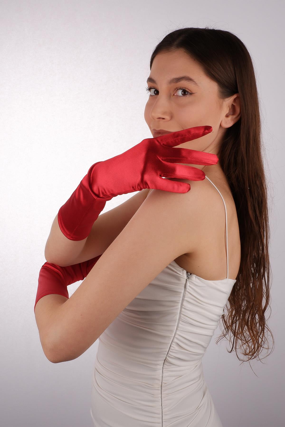 Satin Lycra Bridal Gloves 38 Cm Dance & Opera Costume Gloves
