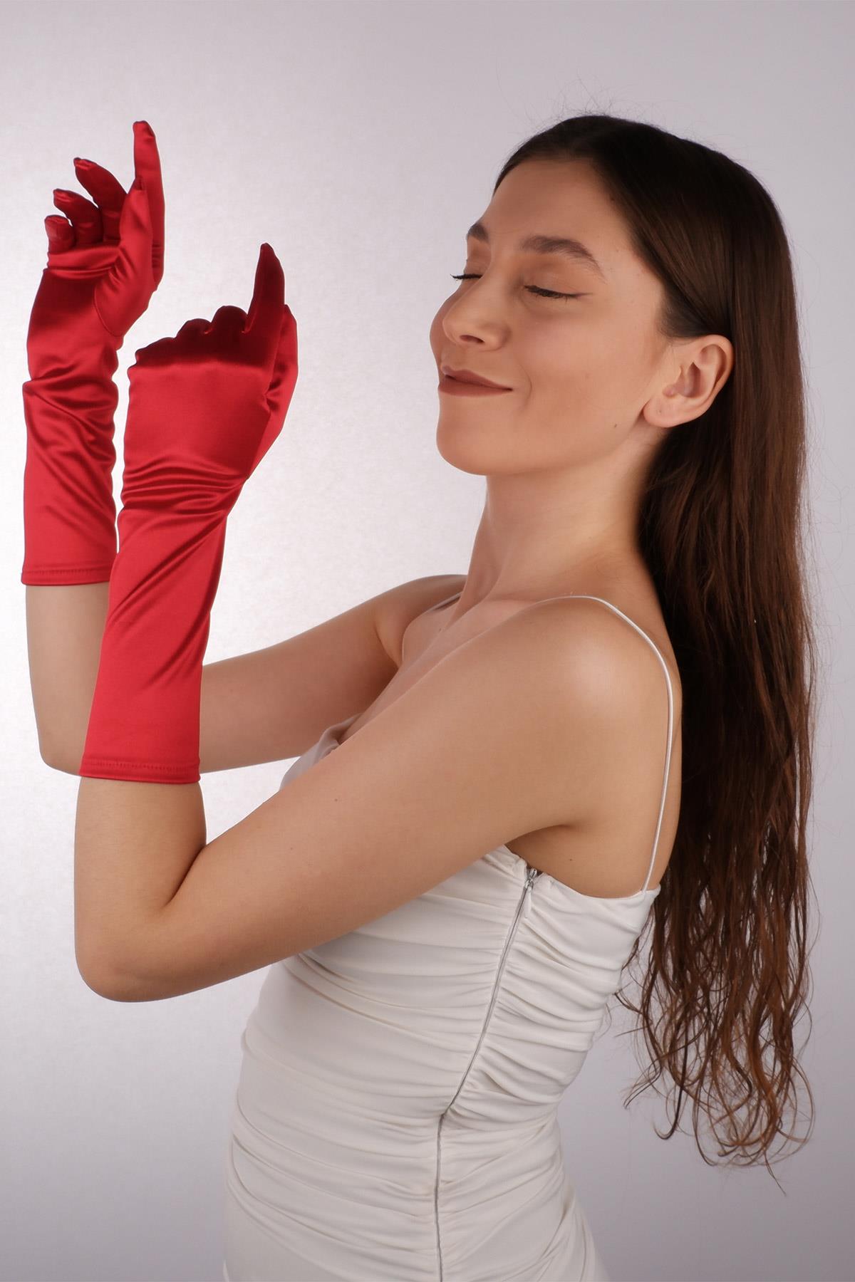 Satin Lycra Bridal Gloves 38 Cm Dance & Opera Costume Gloves