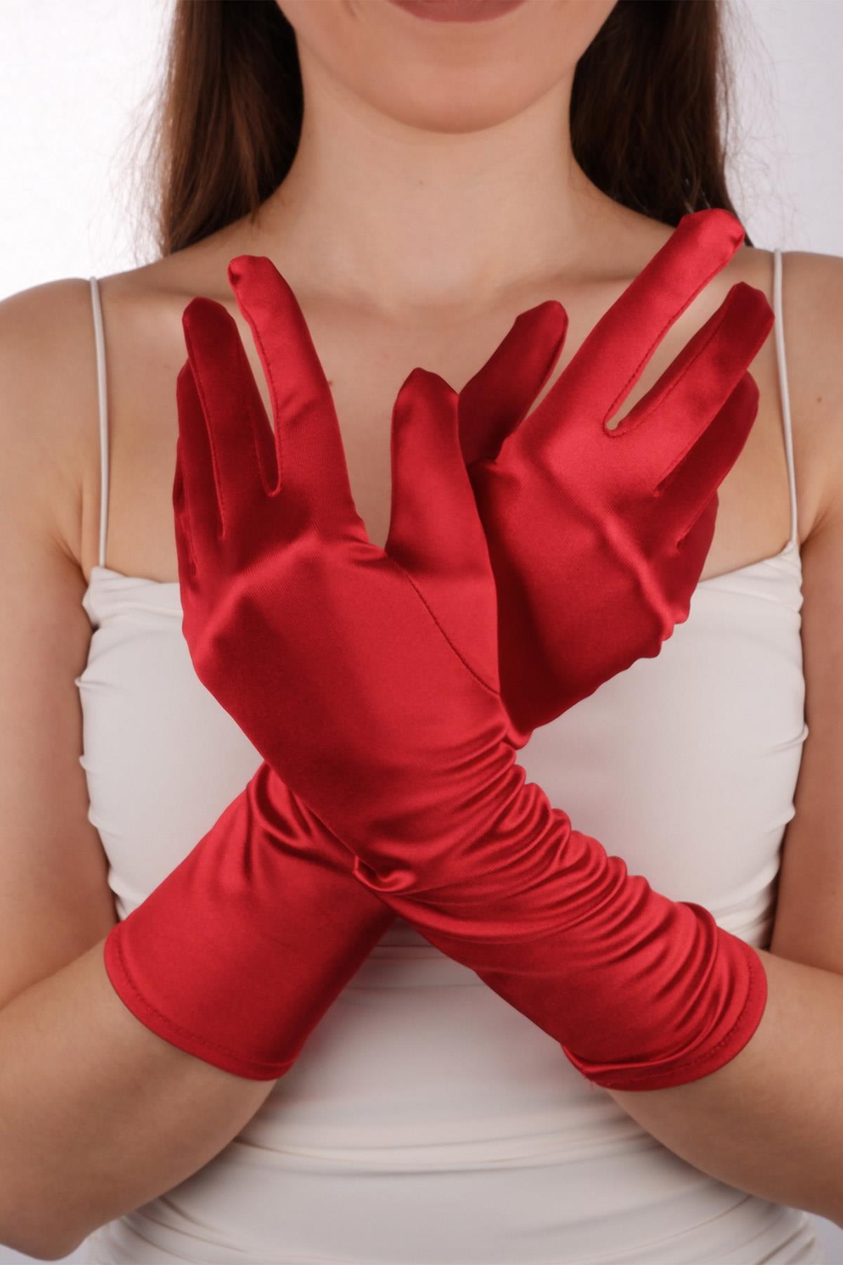 Satin Lycra Bridal Gloves 38 Cm Dance & Opera Costume Gloves