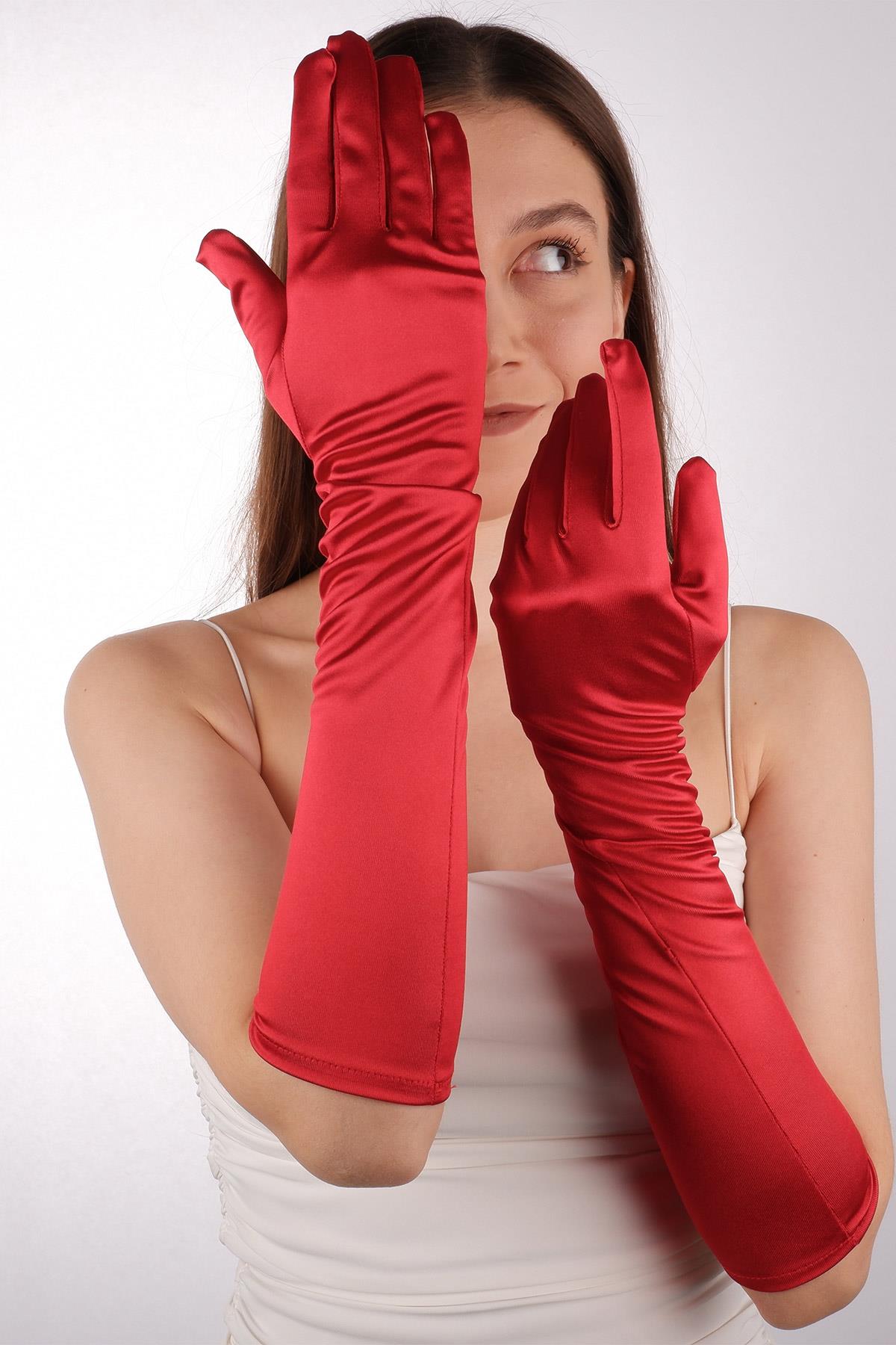 Satin Lycra Bridal Gloves 47 Cm Dance & Opera Costume Gloves