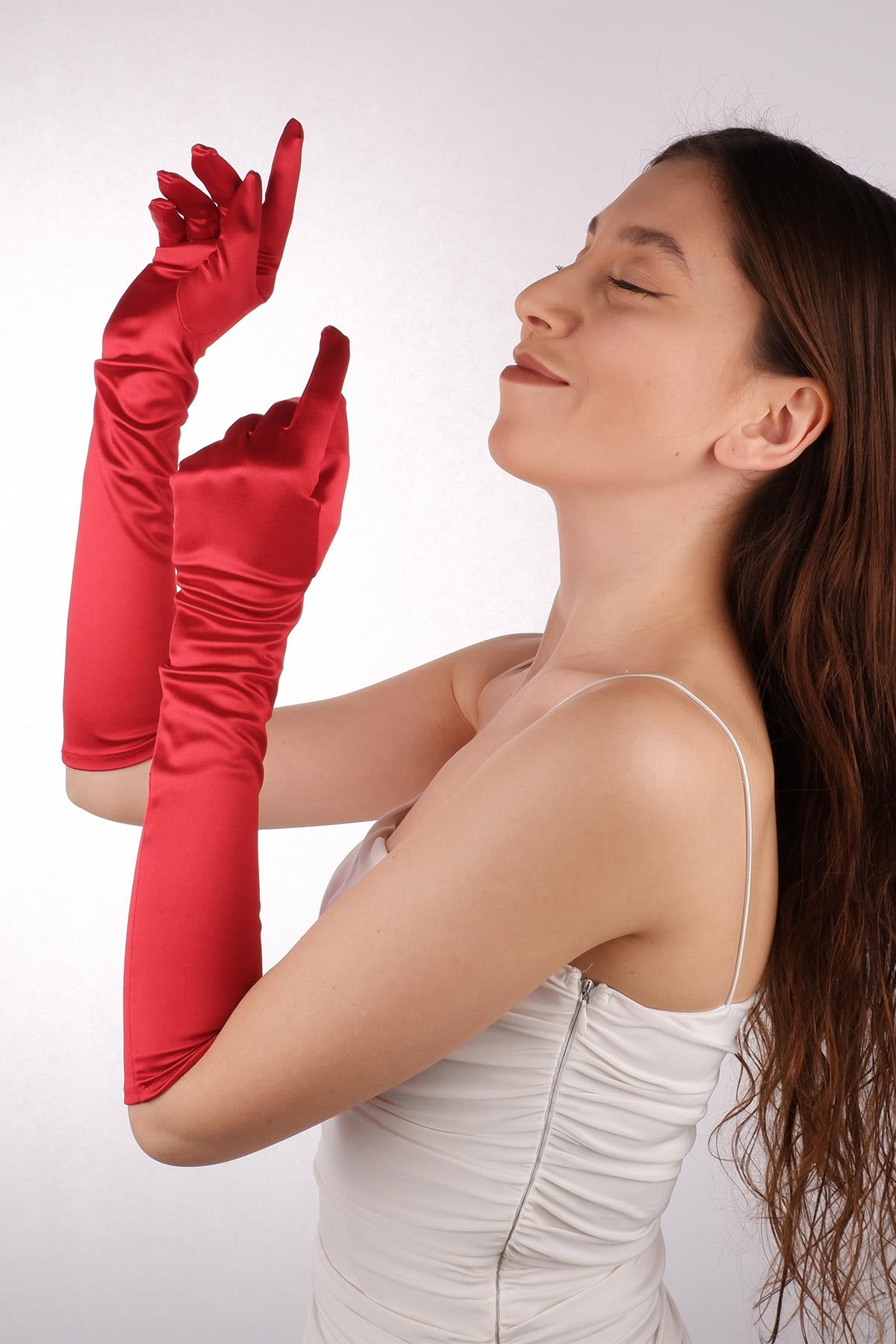 Satin Lycra Bridal Gloves 47 Cm Dance & Opera Costume Gloves
