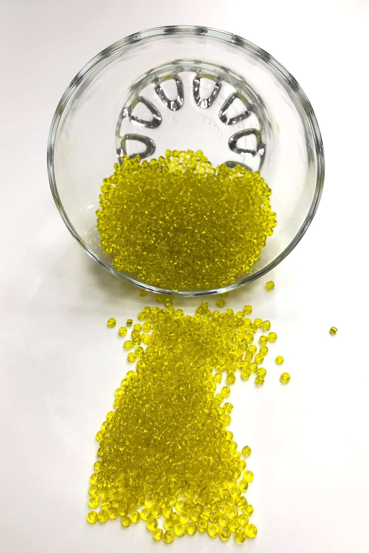 Translucent Yellow Sand Beads Medium Size 3mm 50gr