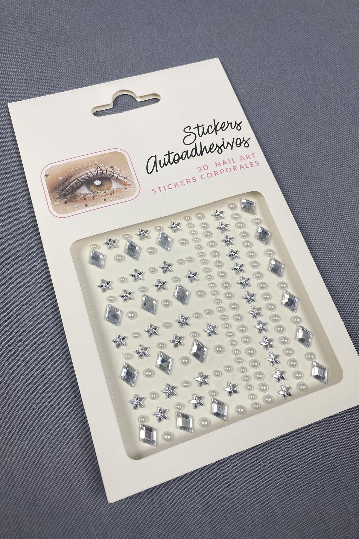 Şeffaf Incili Sticker Saç Vücut Göz Ve Yüz Taşı
