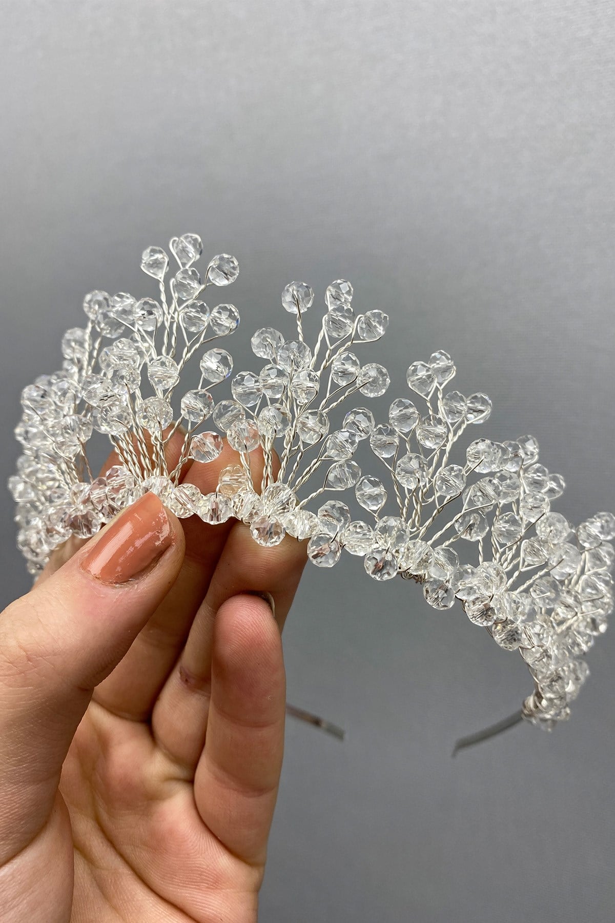 Aren Bridal and Henna Crown with Transparent Crystal Beads