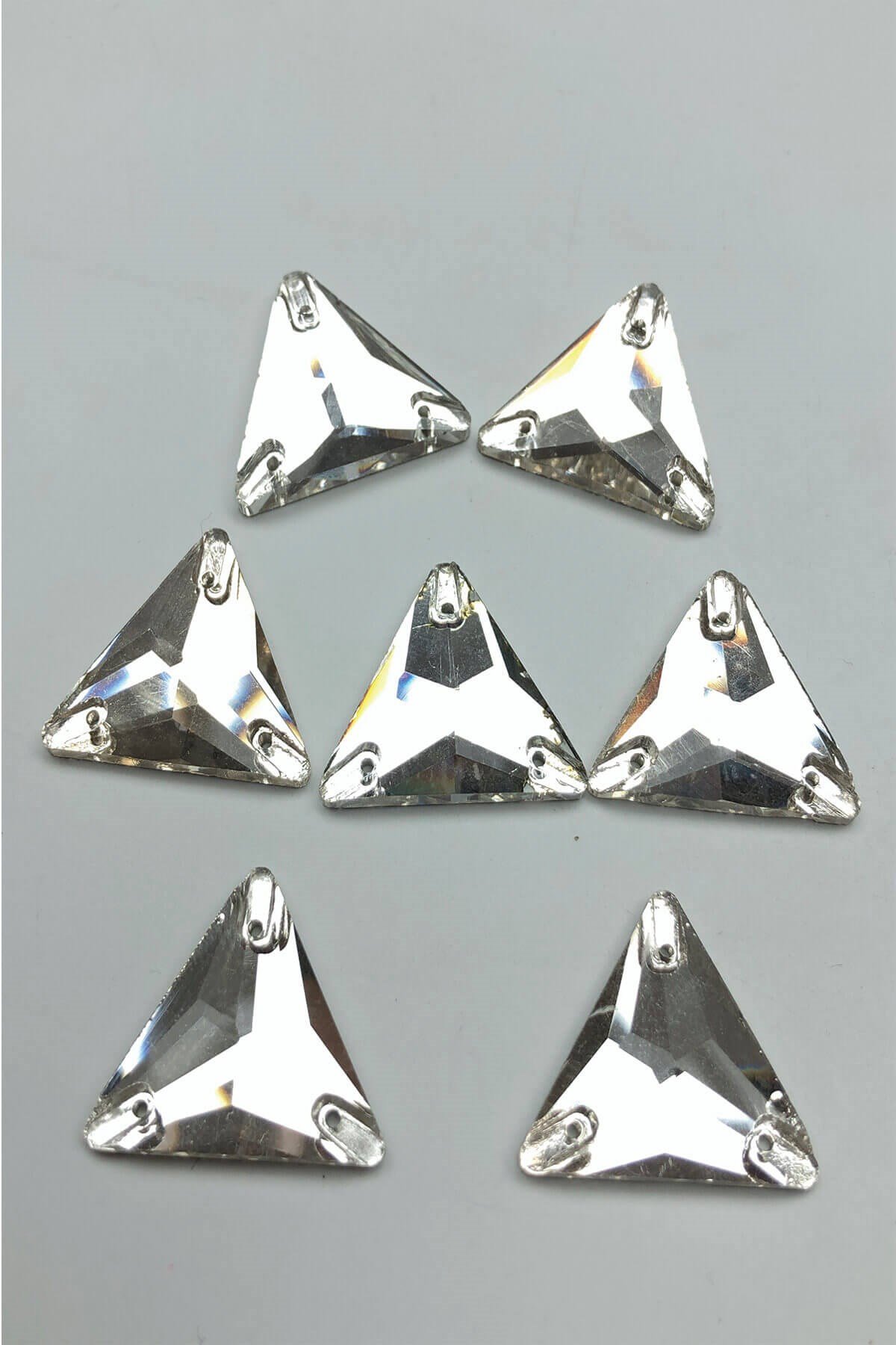 Şeffaf Üçgen Parlak Dikme Kristal Sworovski Boncuk 5 Adet