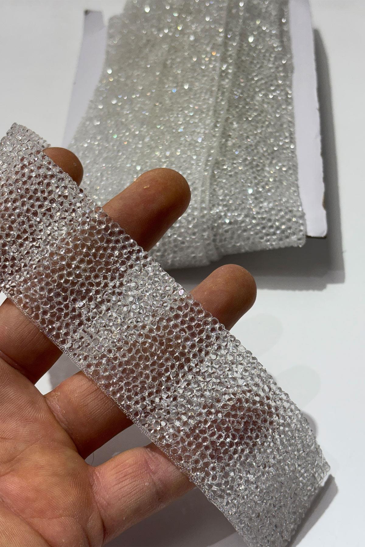 Şeffaf Ütüyle Yapışan Şerit Taş Boncuk 4 Cm